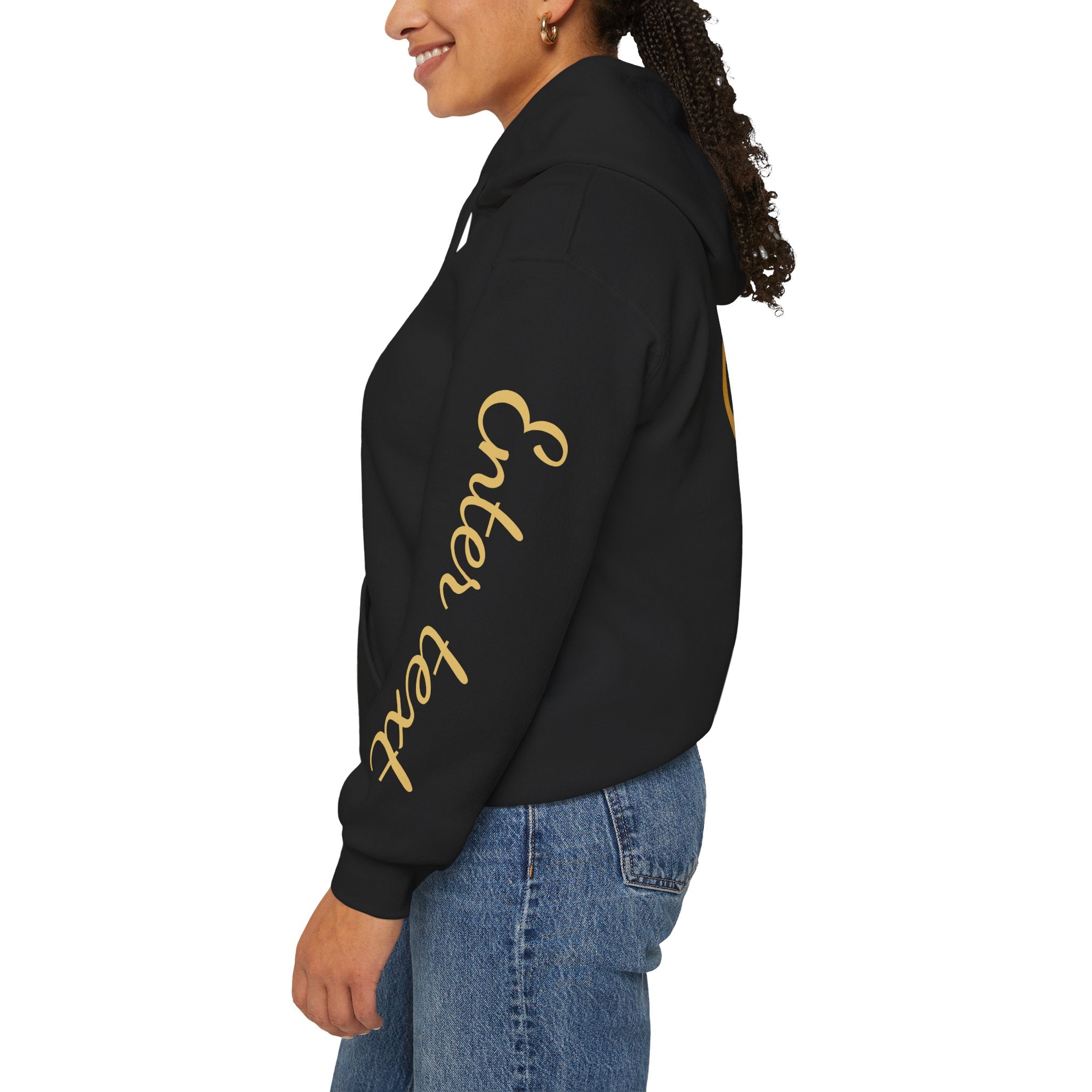 Personalized Christian Heart Hoodie — Gold Cross Heart Religious Pullover
