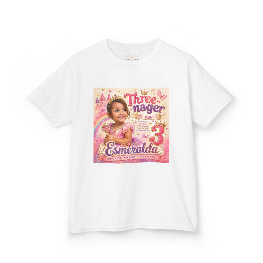 3rd Birthday Kids Tee — "Three-nager" Personalized Name Shirt (I Am 3 Years Old: Cute, Smart, Sassy, Funny)