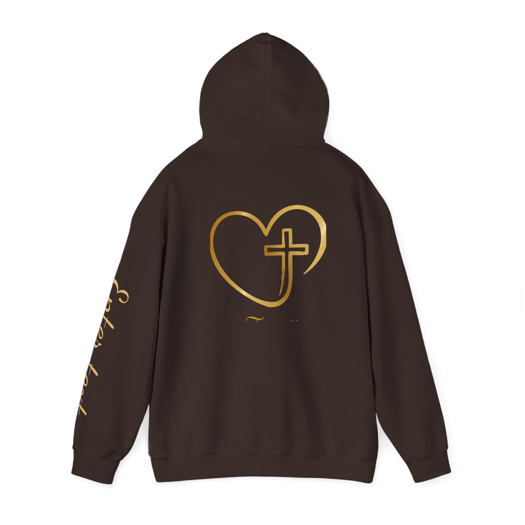 Copy of Personalized Christian Heart Hoodie — Gold Cross Heart Religious Pullover