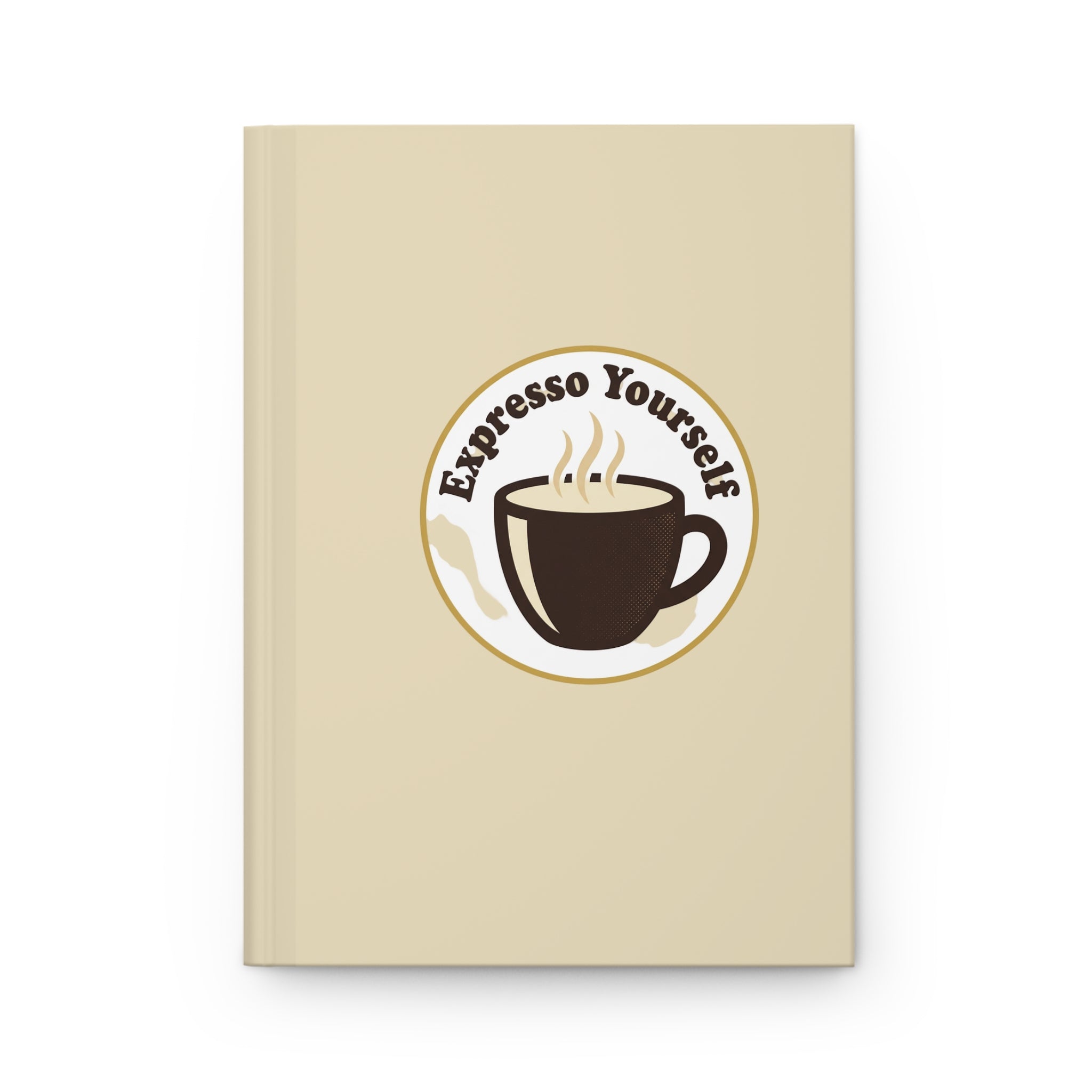 Personalized Coffee 'Espresso Yourself' Hardcover Journal — Personalized Beige Notebook for Writers & Coffee Lovers