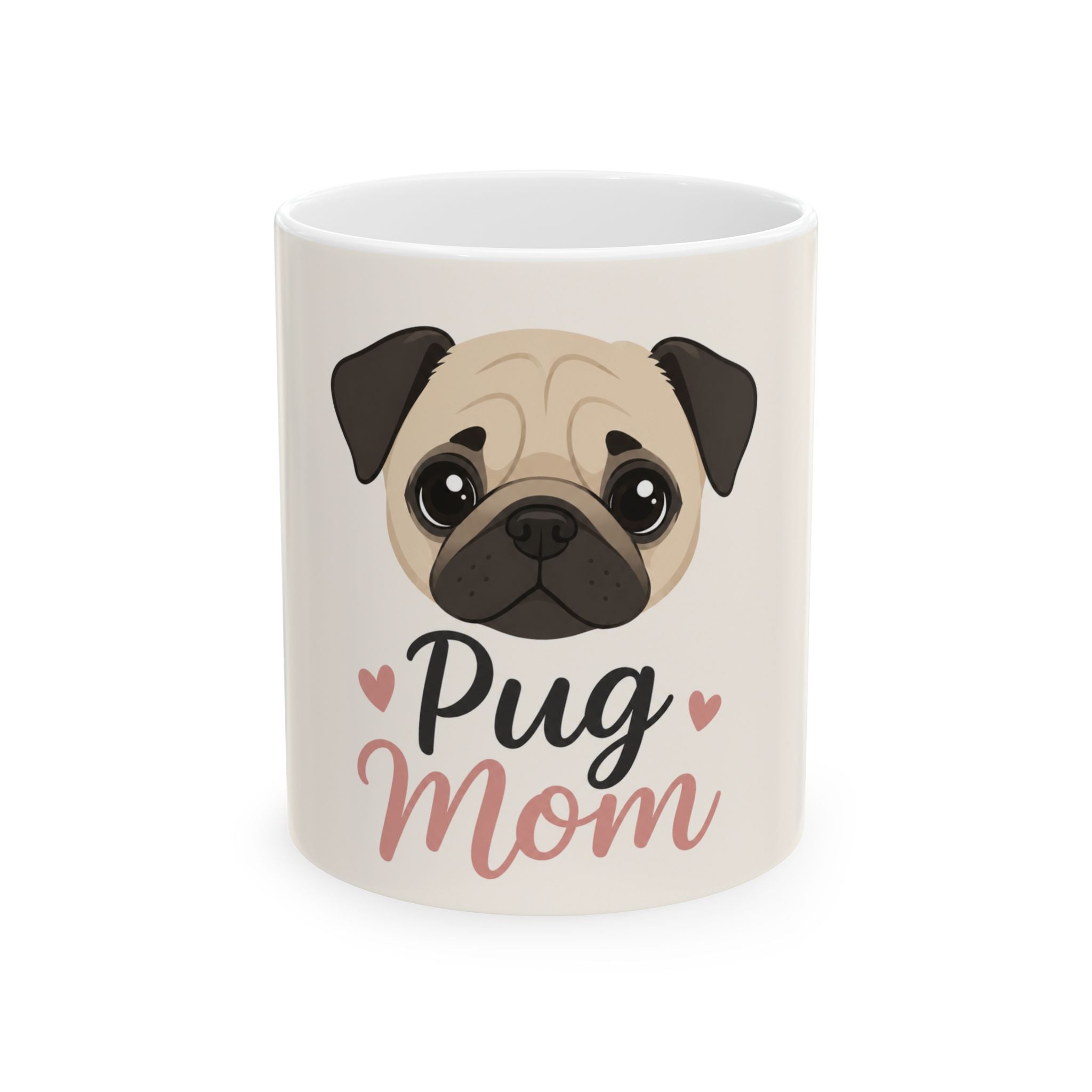 Pug Mom Ceramic Mug — Cute Pug Face Coffee Cup (11oz/15oz)
