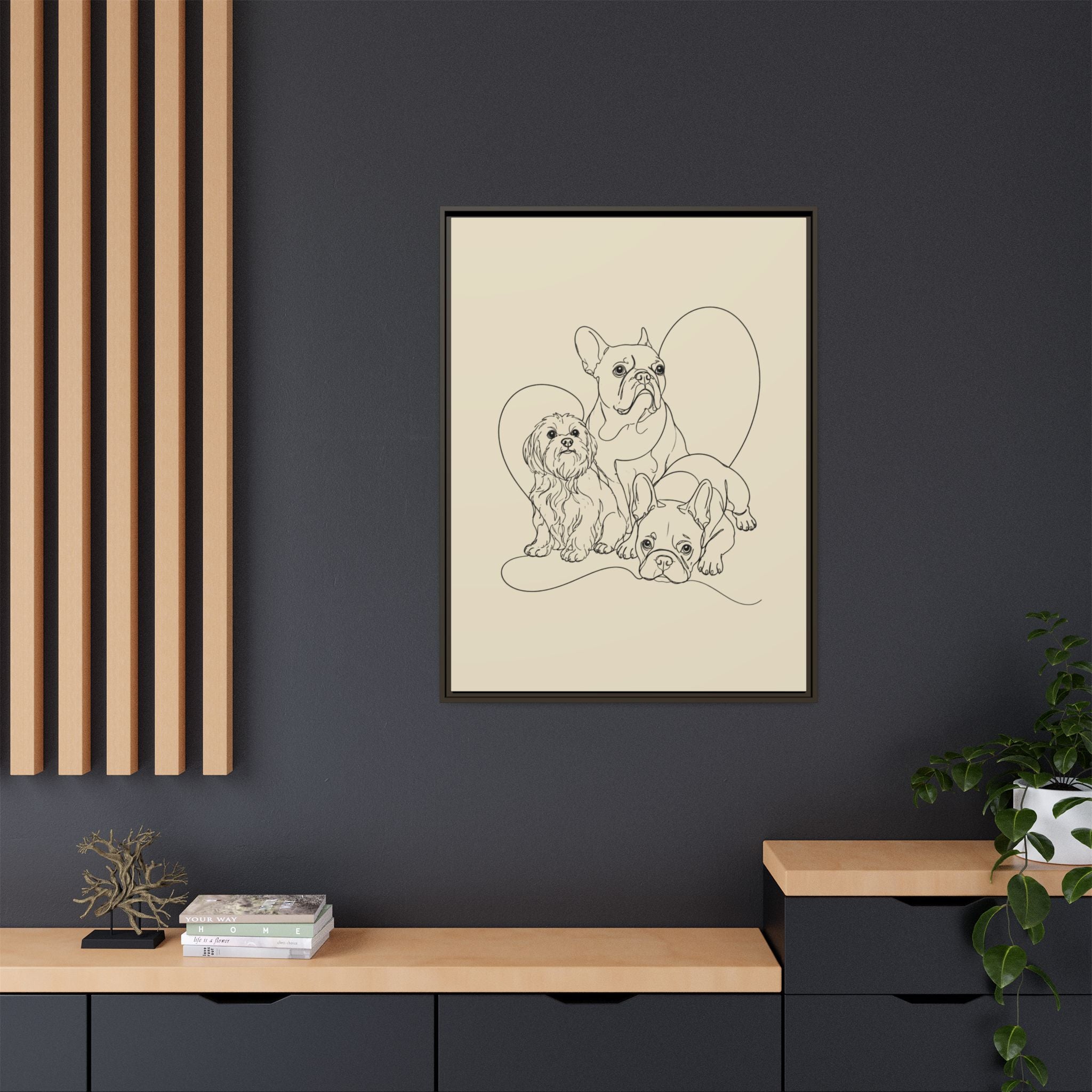 Frenchie Matte Canvas, Framed (Multi-color)