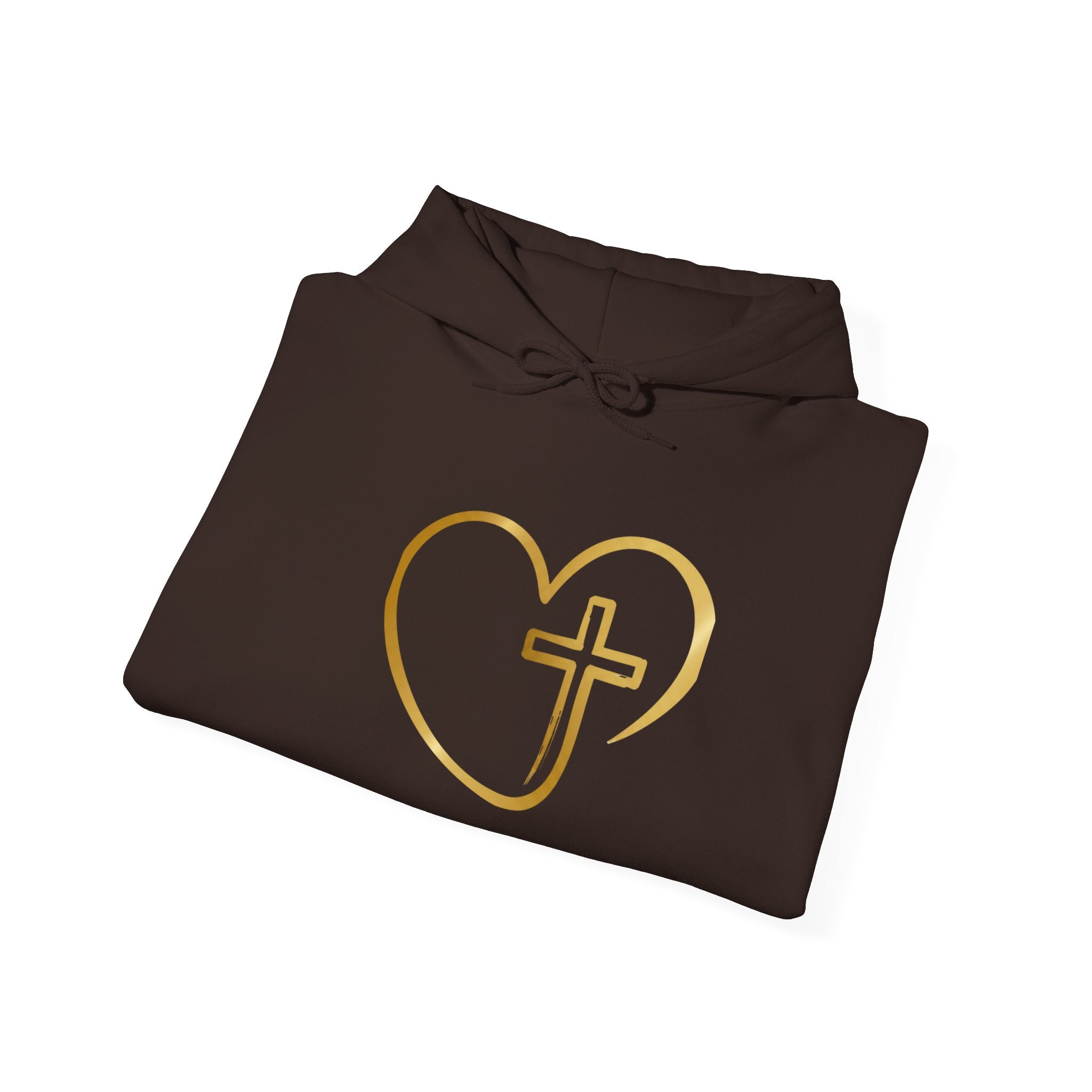 Copy of Personalized Christian Heart Hoodie — Gold Cross Heart Religious Pullover