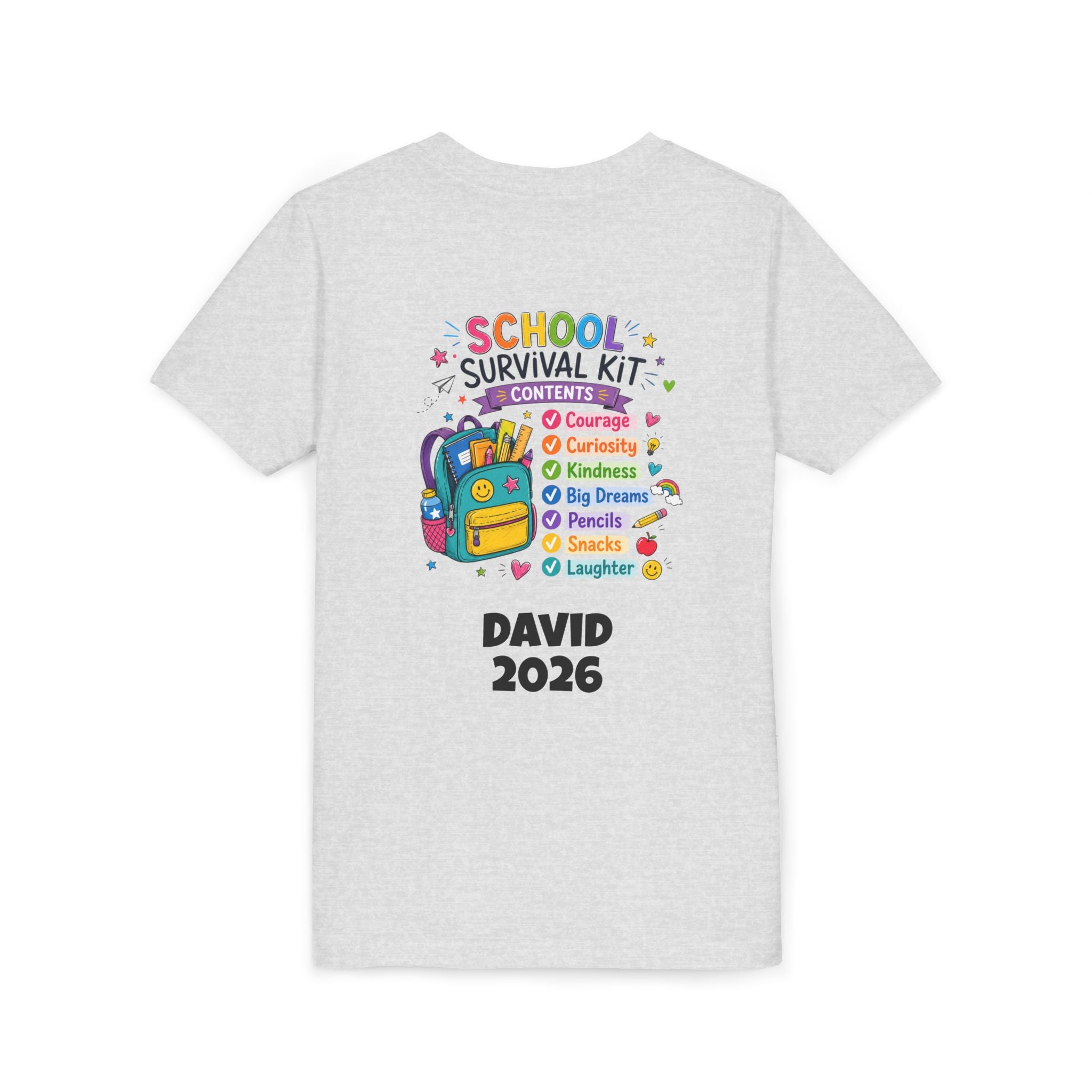 First Day of School Personalized Youth Tee — "Let's Make It Awesome!" Backname Personalizable (David 2026)