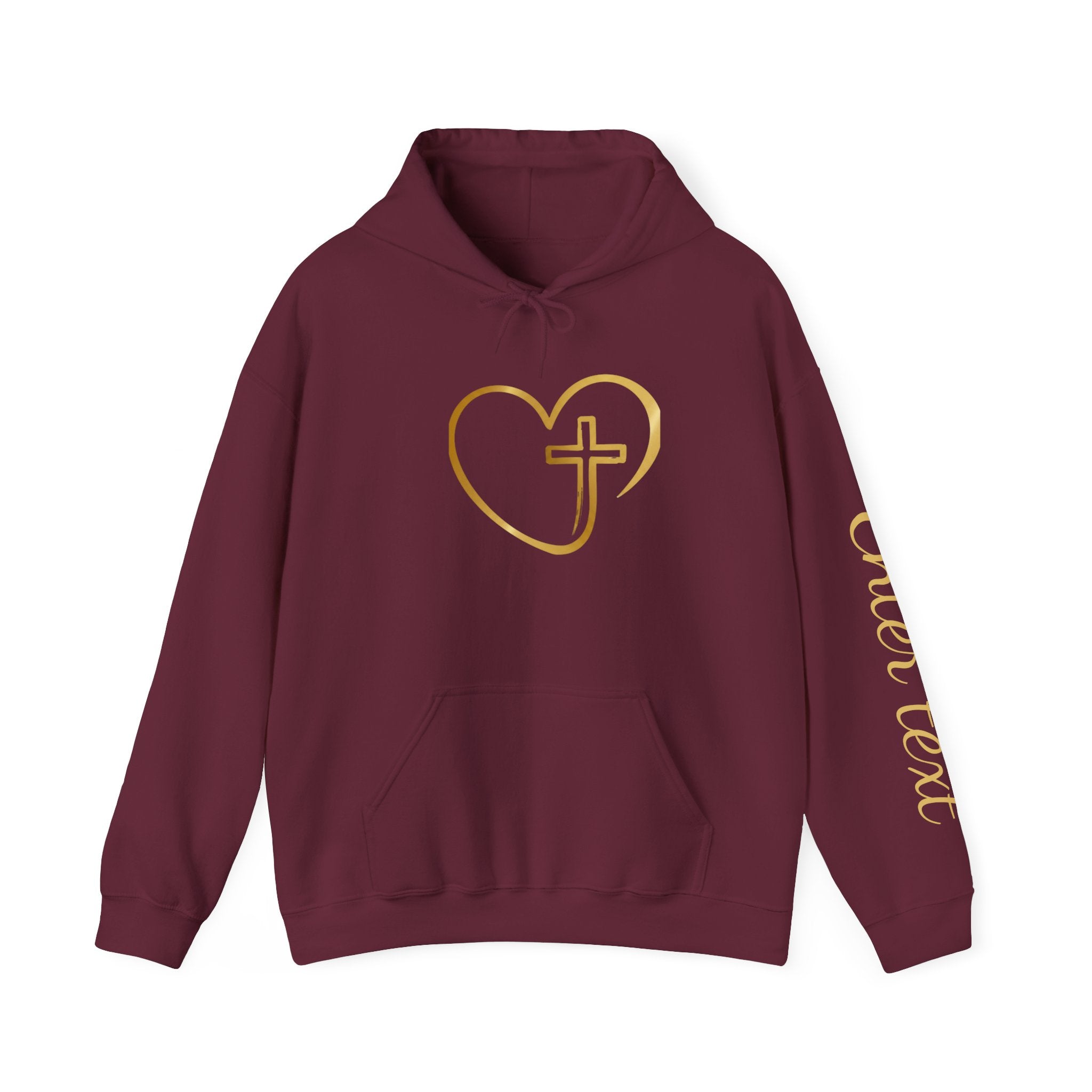 Copy of Personalized Christian Heart Hoodie — Gold Cross Heart Religious Pullover