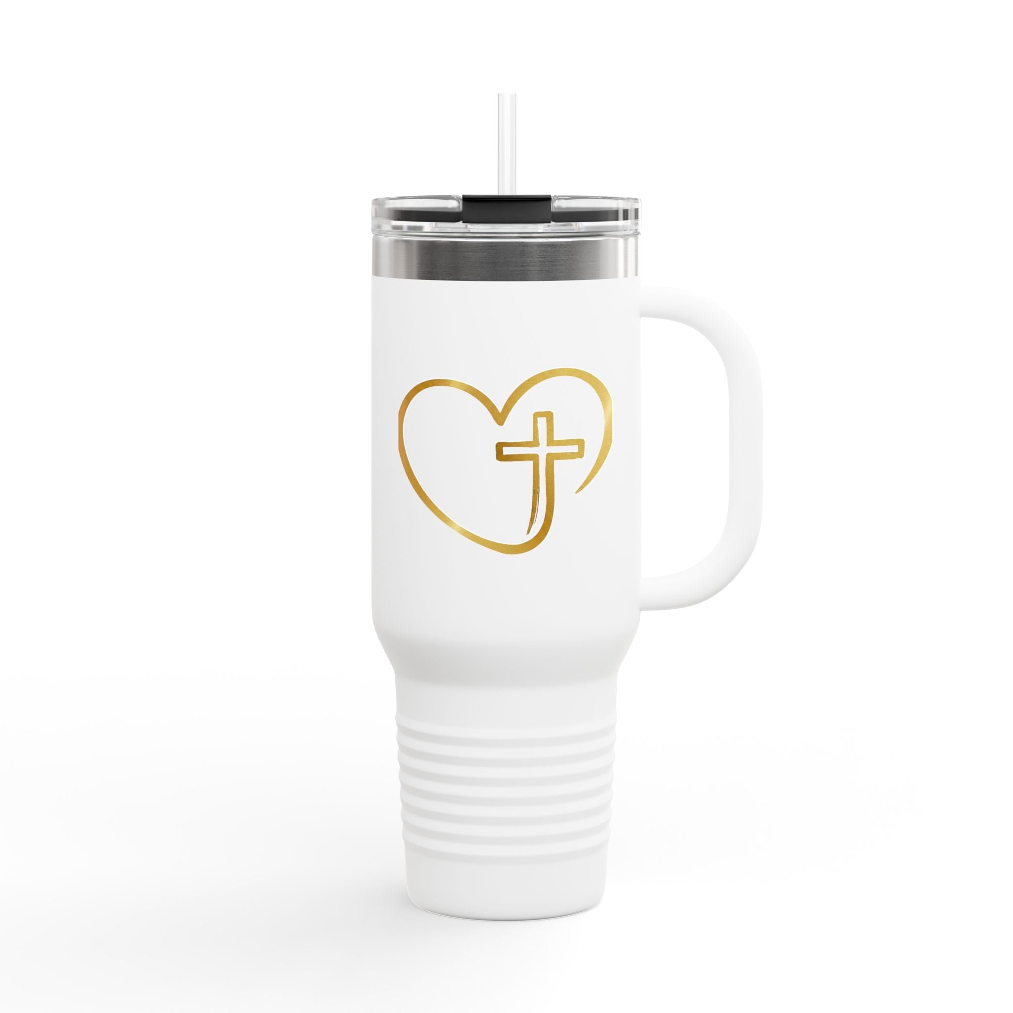 Personalized Christian Heart Cross 40oz Insulated Travel Mug