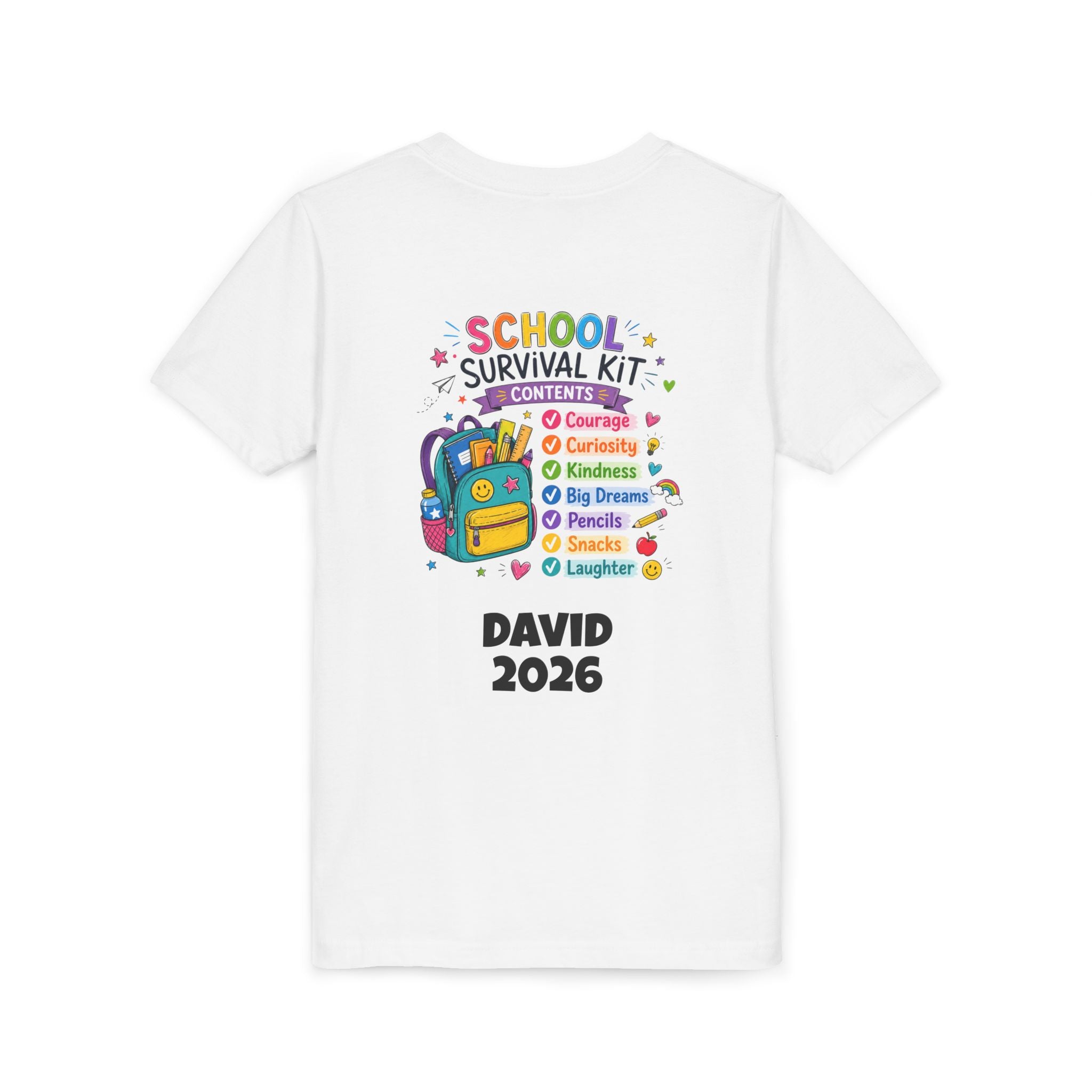 First Day of School Personalized Youth Tee — "Let's Make It Awesome!" Backname Personalizable (David 2026)