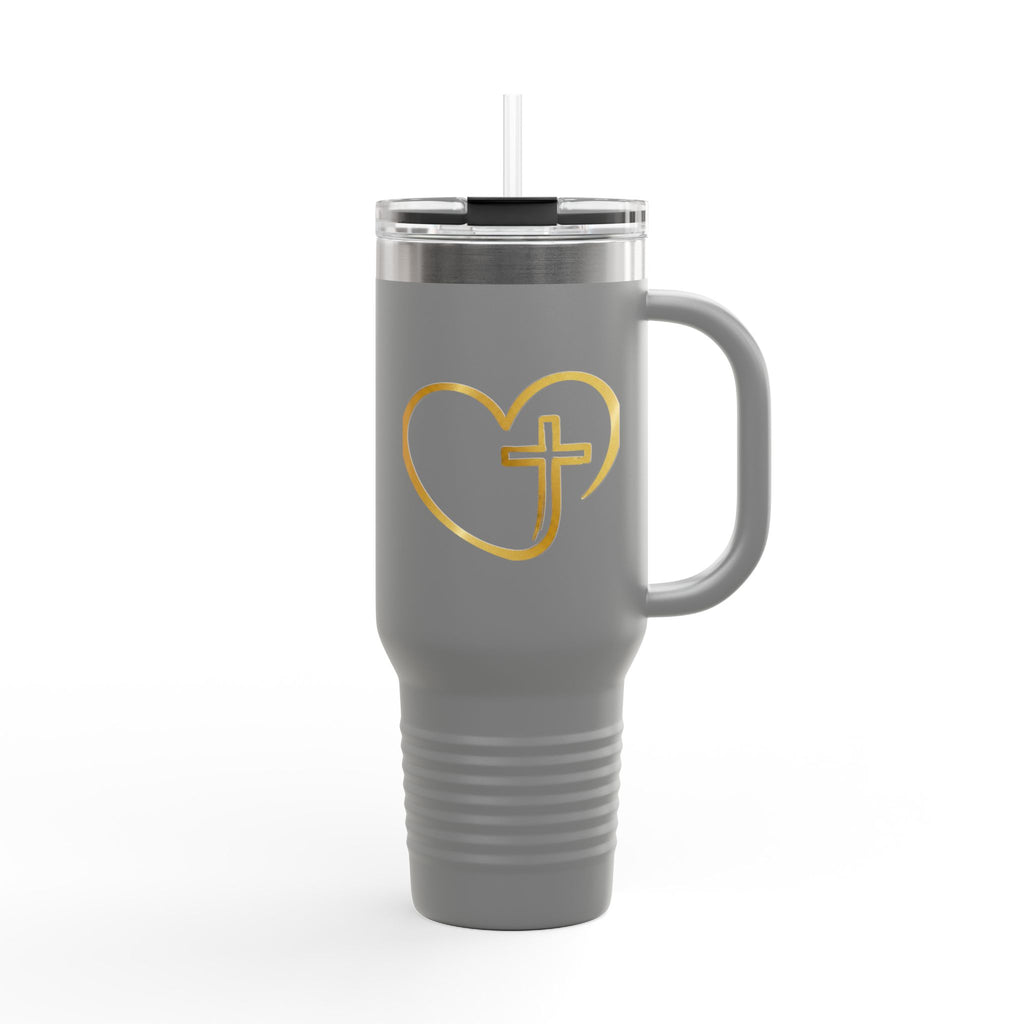 Personalized Christian Heart Cross 40oz Insulated Travel Mug