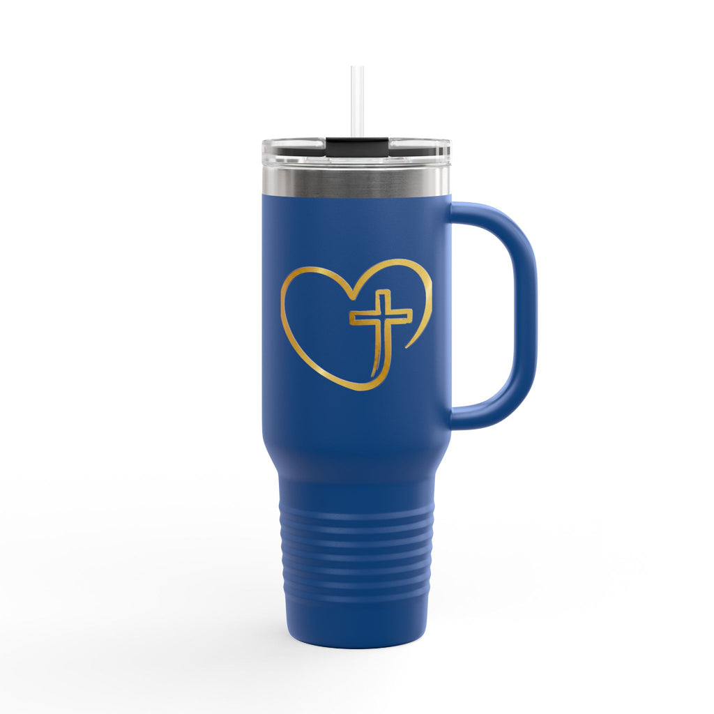 Personalized Christian Heart Cross 40oz Insulated Travel Mug