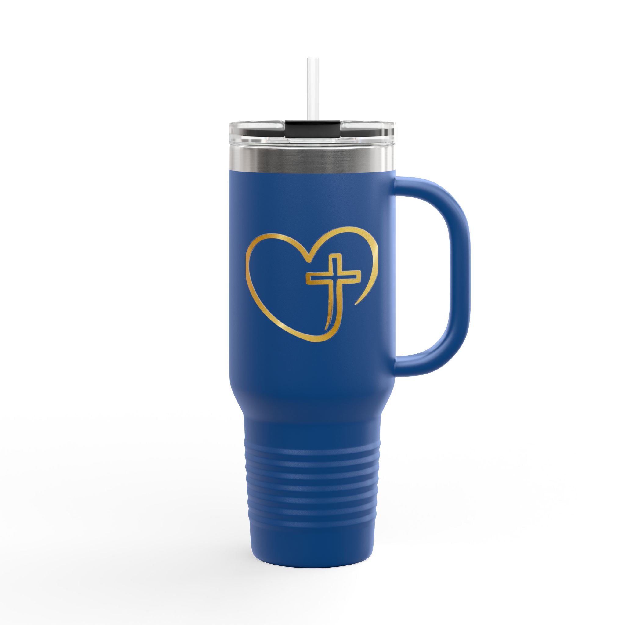 Personalized Christian Heart Cross 40oz Insulated Travel Mug