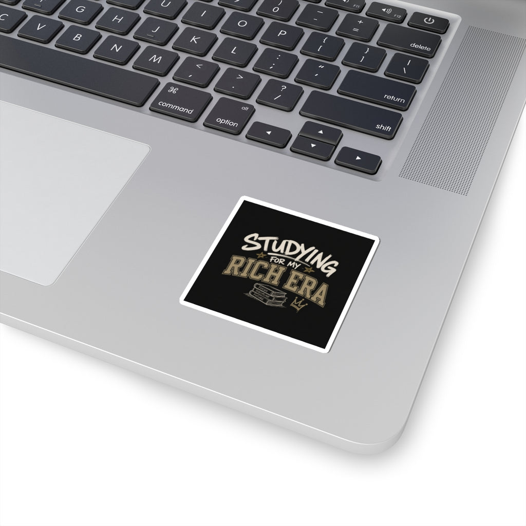 Studying For My Rich Era Sticker — Motivational Laptop/Notebook Kiss-Cut Sticker