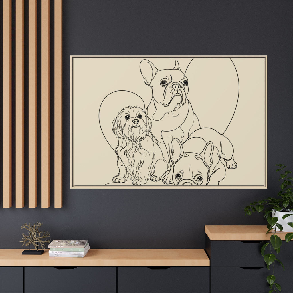 Frenchie Matte Canvas, Framed (Multi-color)