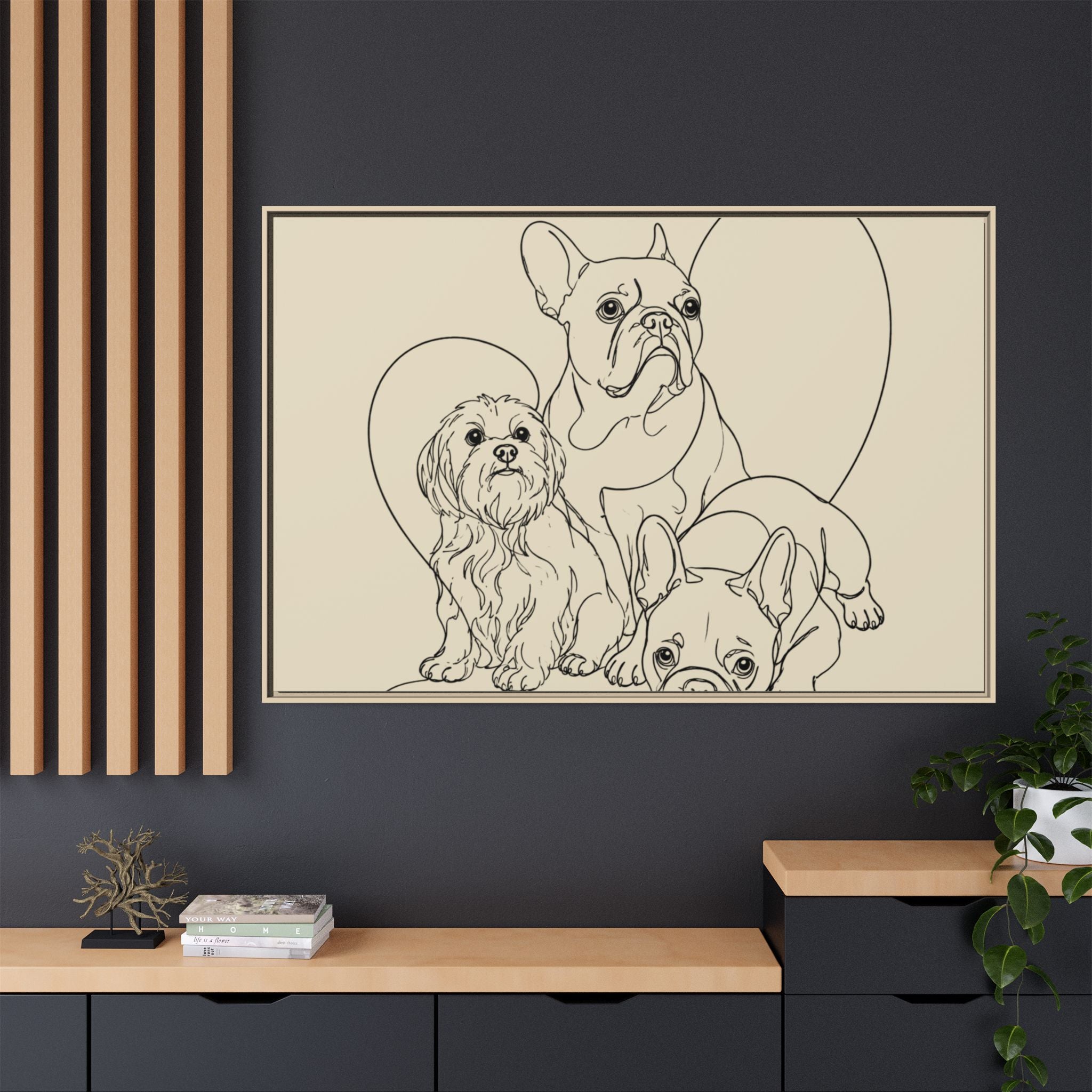 Frenchie Matte Canvas, Framed (Multi-color)