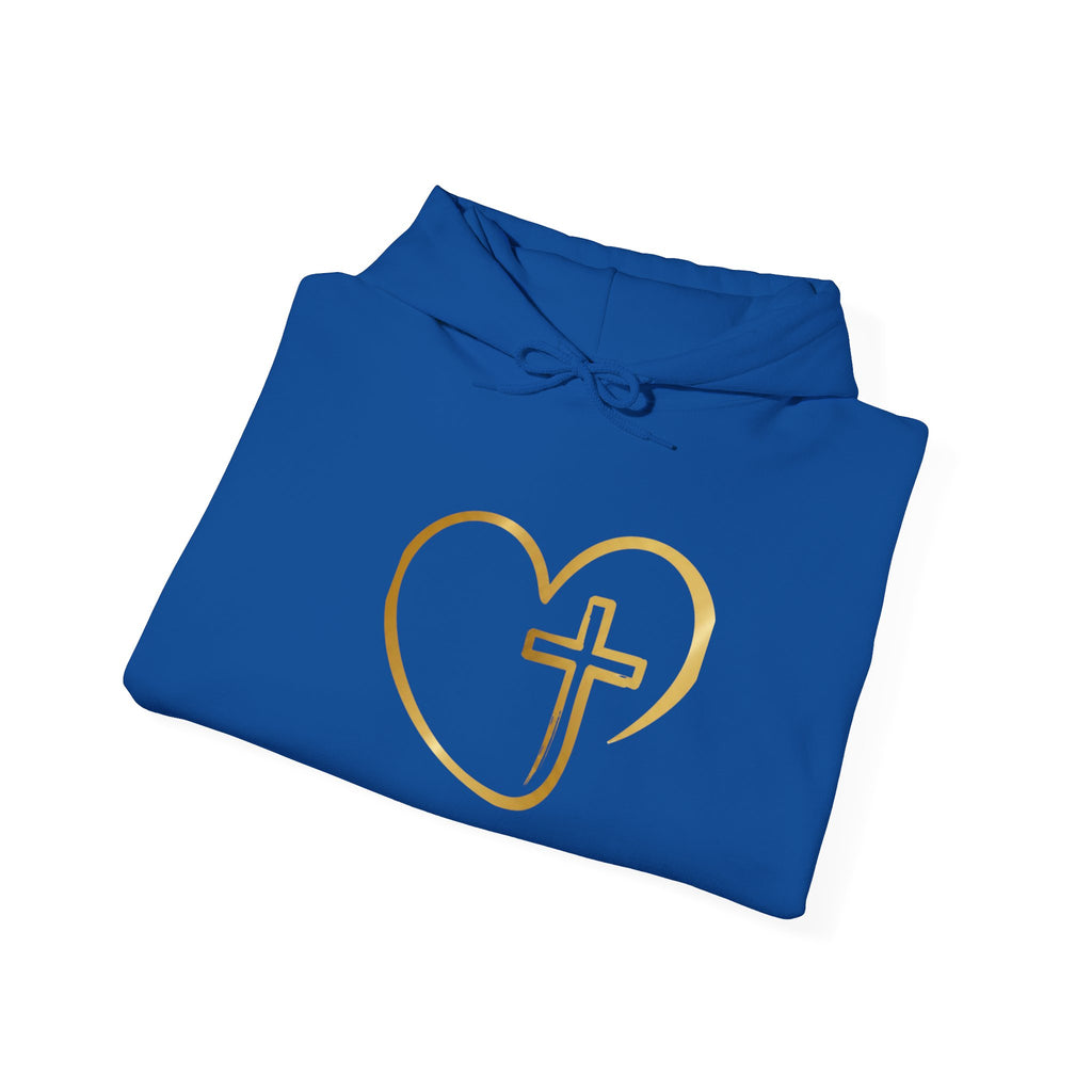 Copy of Personalized Christian Heart Hoodie — Gold Cross Heart Religious Pullover