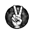 Peace Sign Sticker — Black & White Hand Gesture Kiss-Cut Sticker