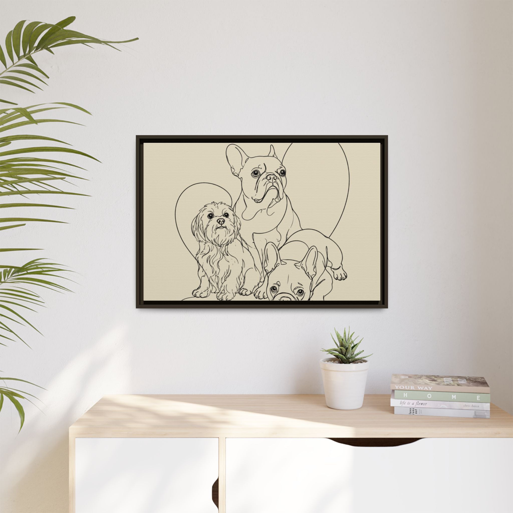 Frenchie Matte Canvas, Framed (Multi-color)