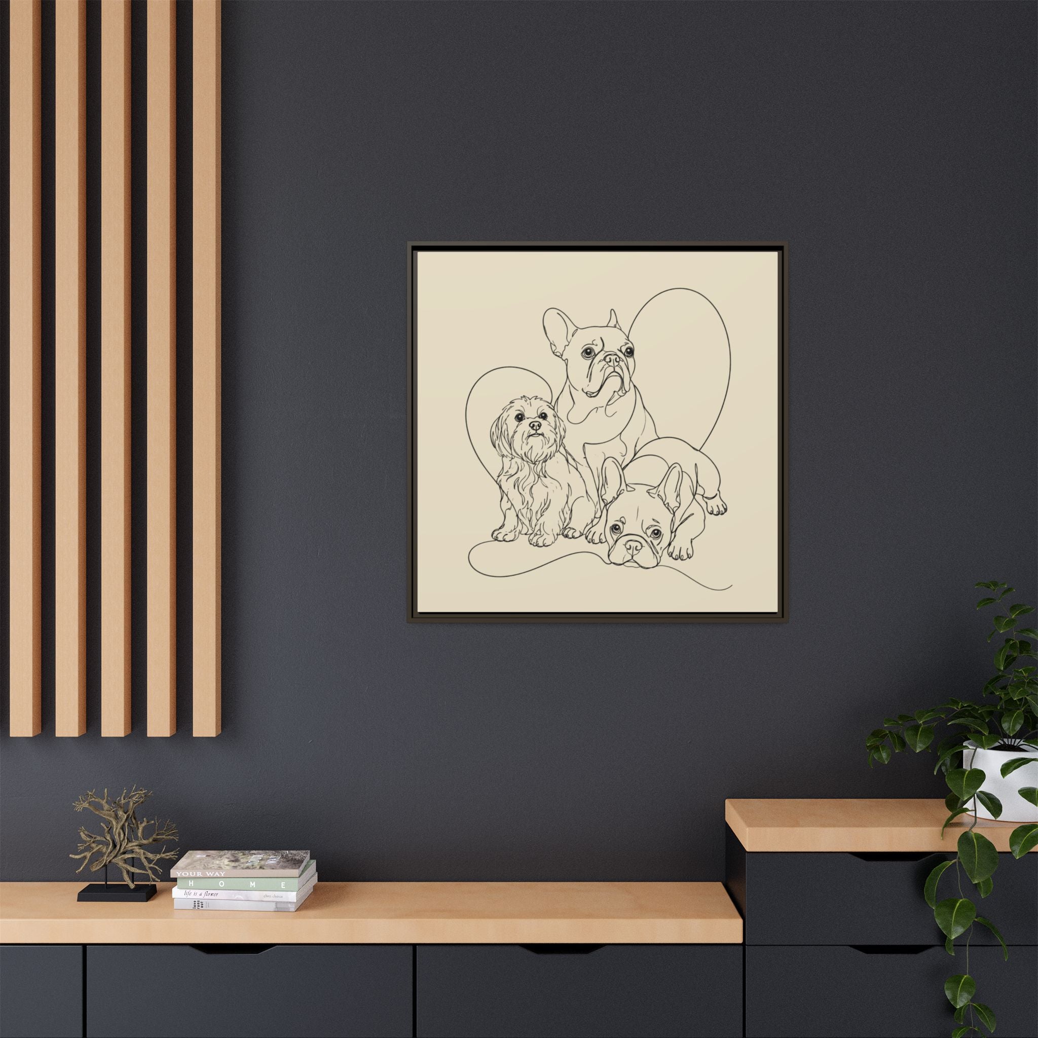 Frenchie Matte Canvas, Framed (Multi-color)