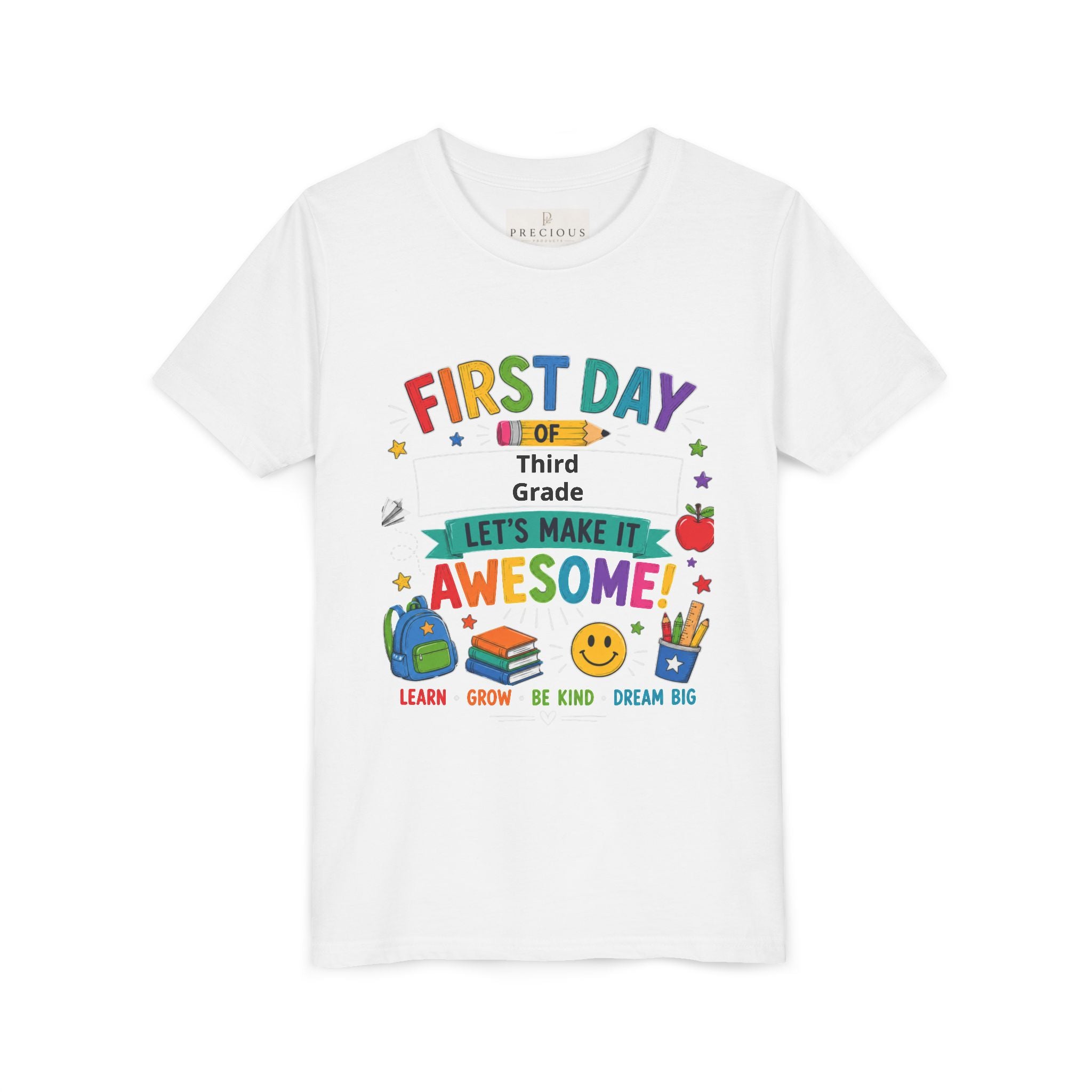 First Day of School Personalized Youth Tee — "Let's Make It Awesome!" Backname Personalizable (David 2026)