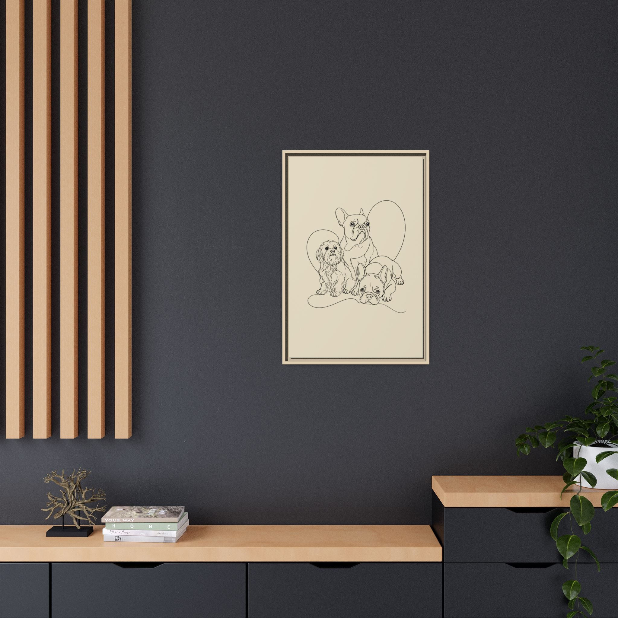 Frenchie Matte Canvas, Framed (Multi-color)