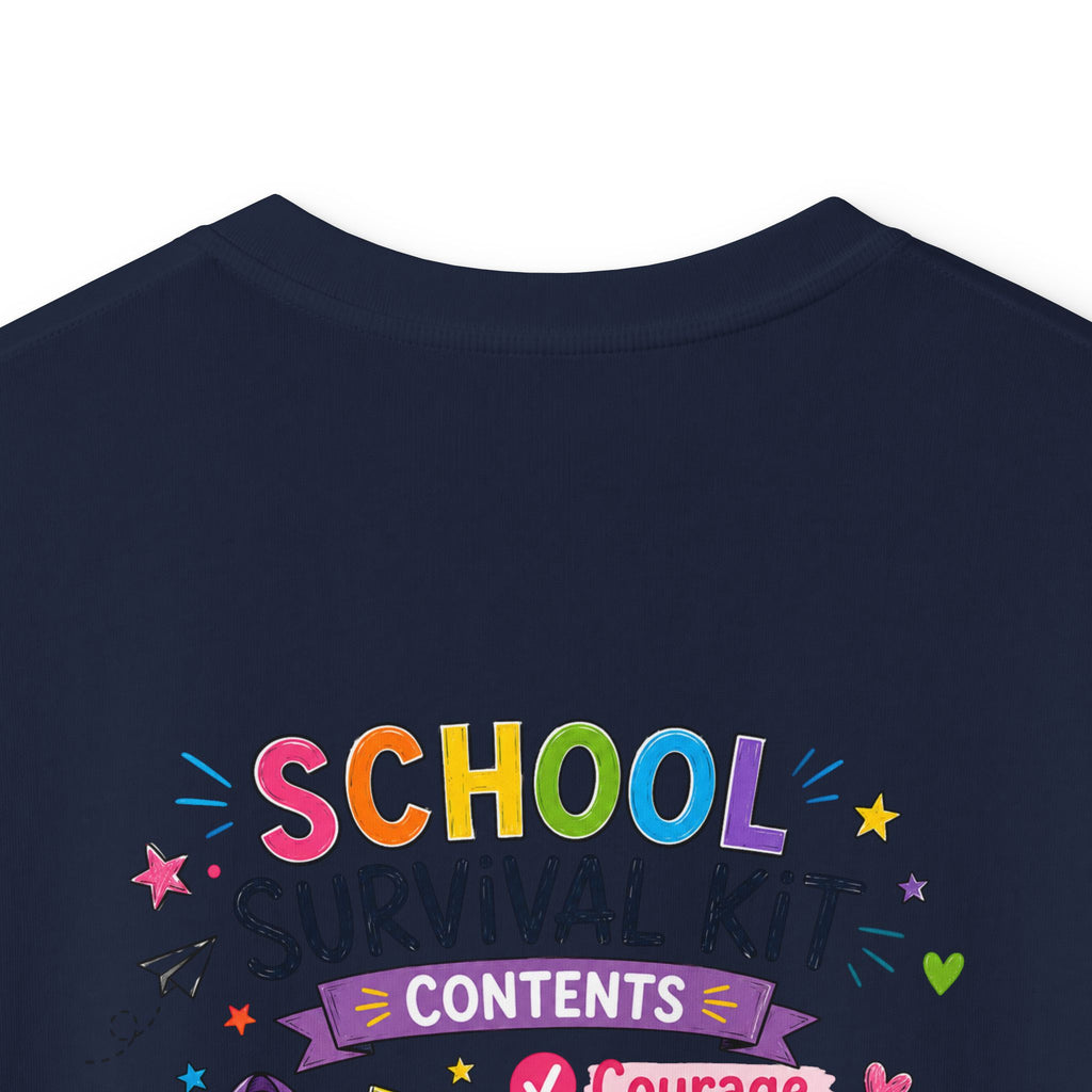Kids Softstyle Tee- Personalized back to school, with Name, grade, and school survival kit