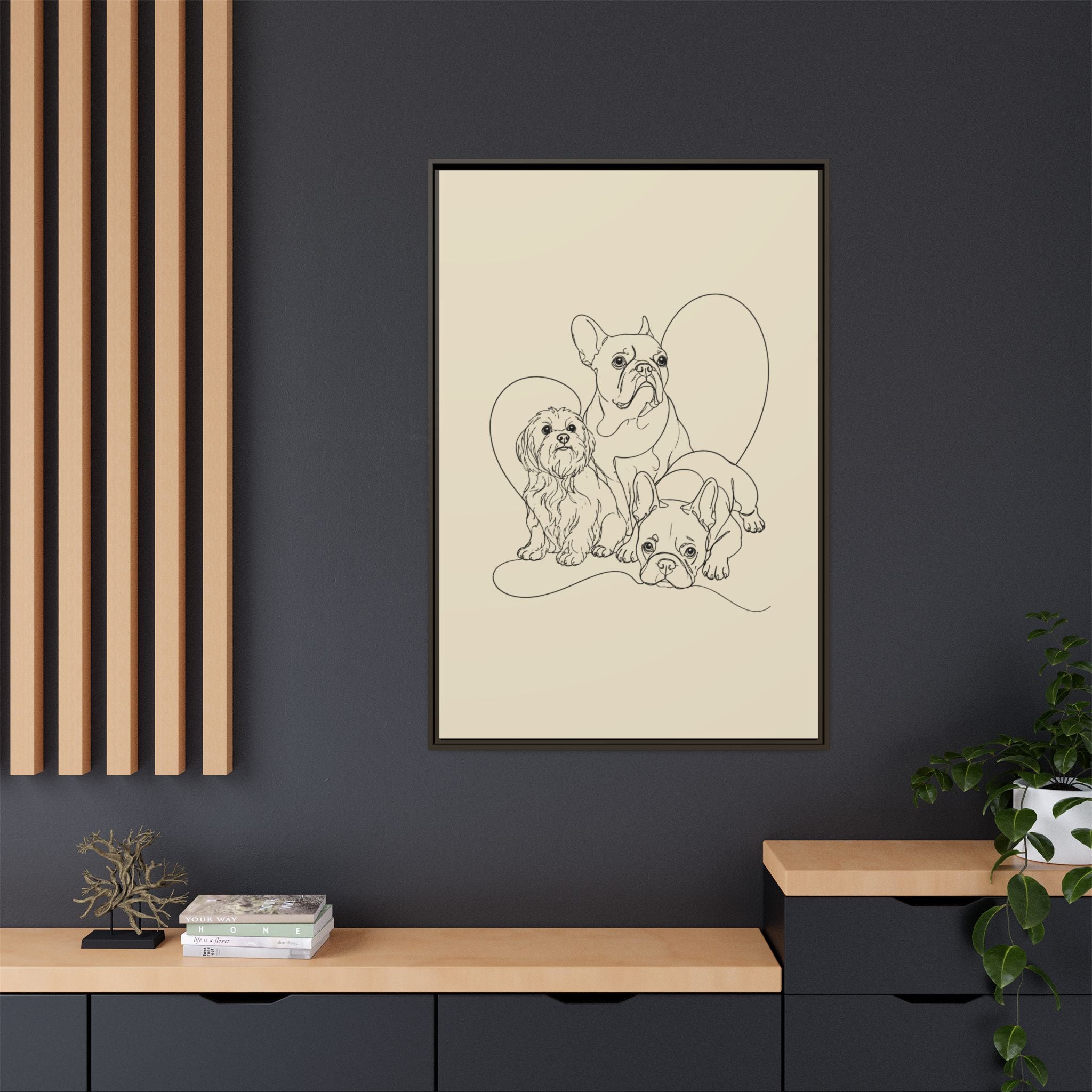 Frenchie Matte Canvas, Framed (Multi-color)