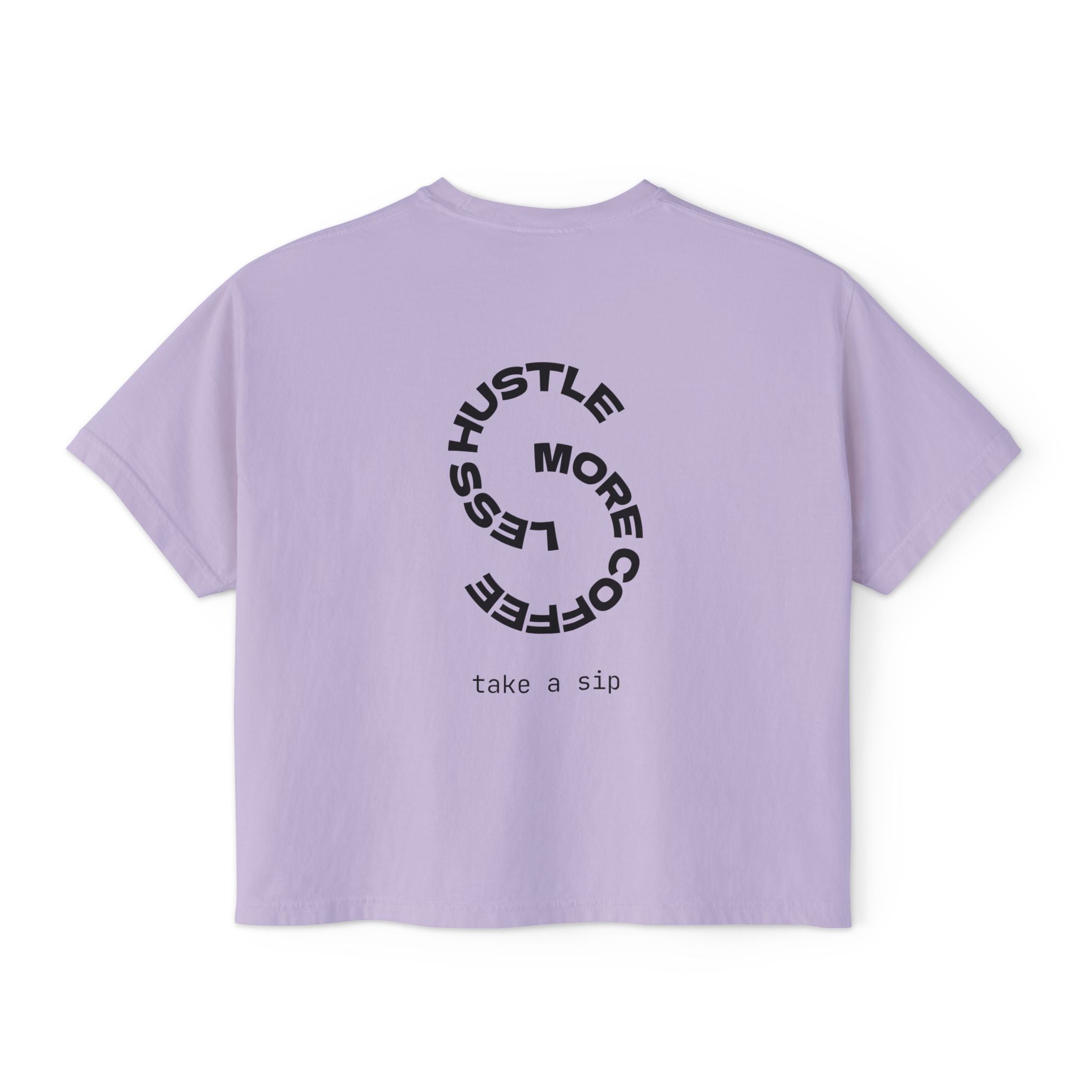 Coffee Graphic Tee — "Expresso Yourself" Boxy Top (Hustle More, Less Coffee)