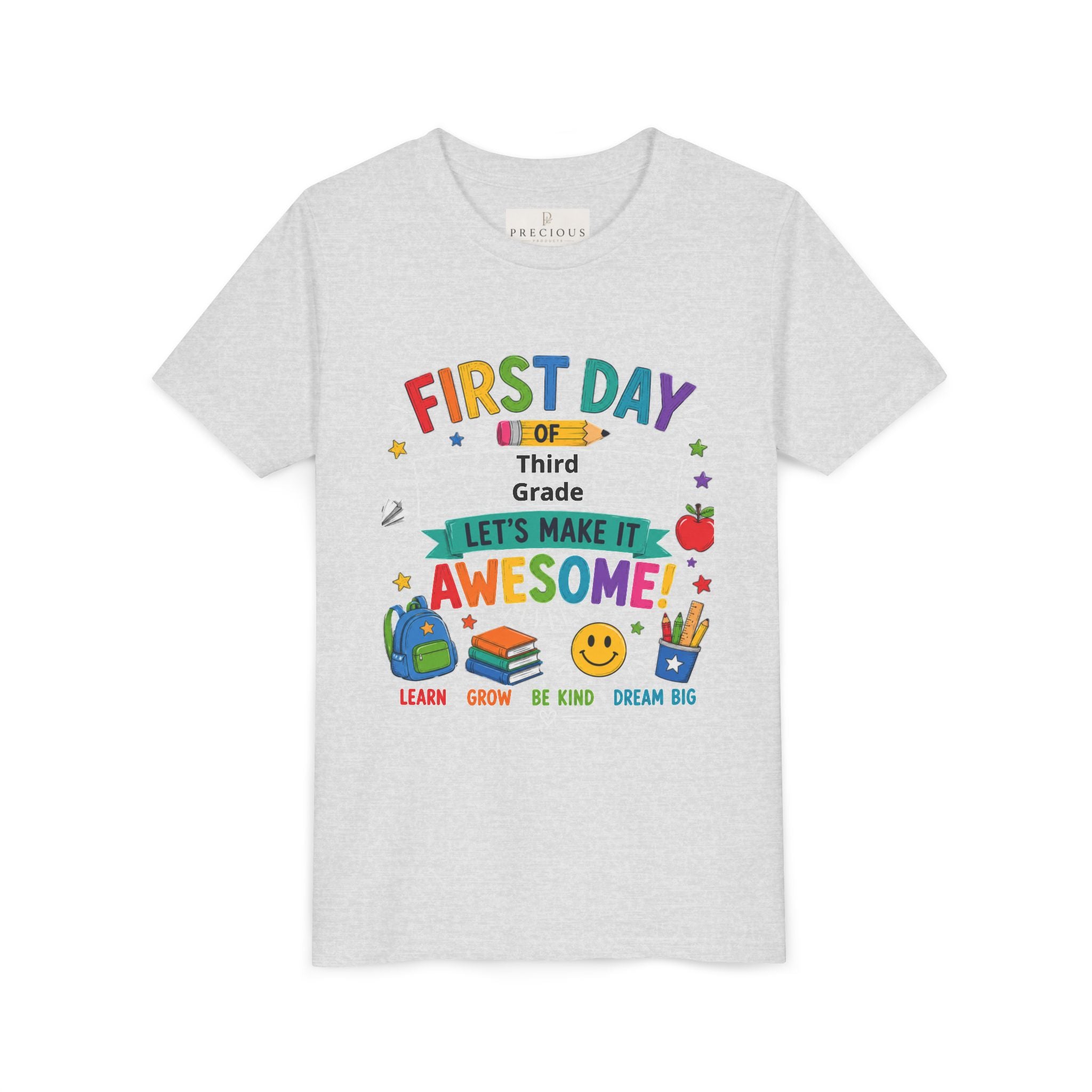 First Day of School Personalized Youth Tee — "Let's Make It Awesome!" Backname Personalizable (David 2026)