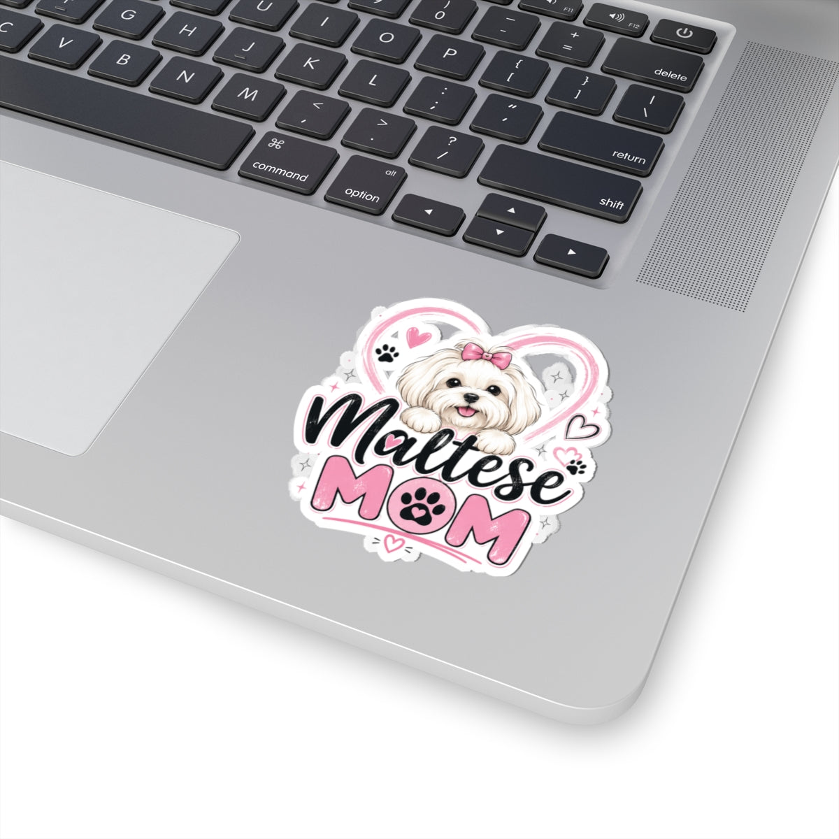 Maltese Mom Kiss-Cut Sticker — Cute White Maltese Dog Paw Print Decal