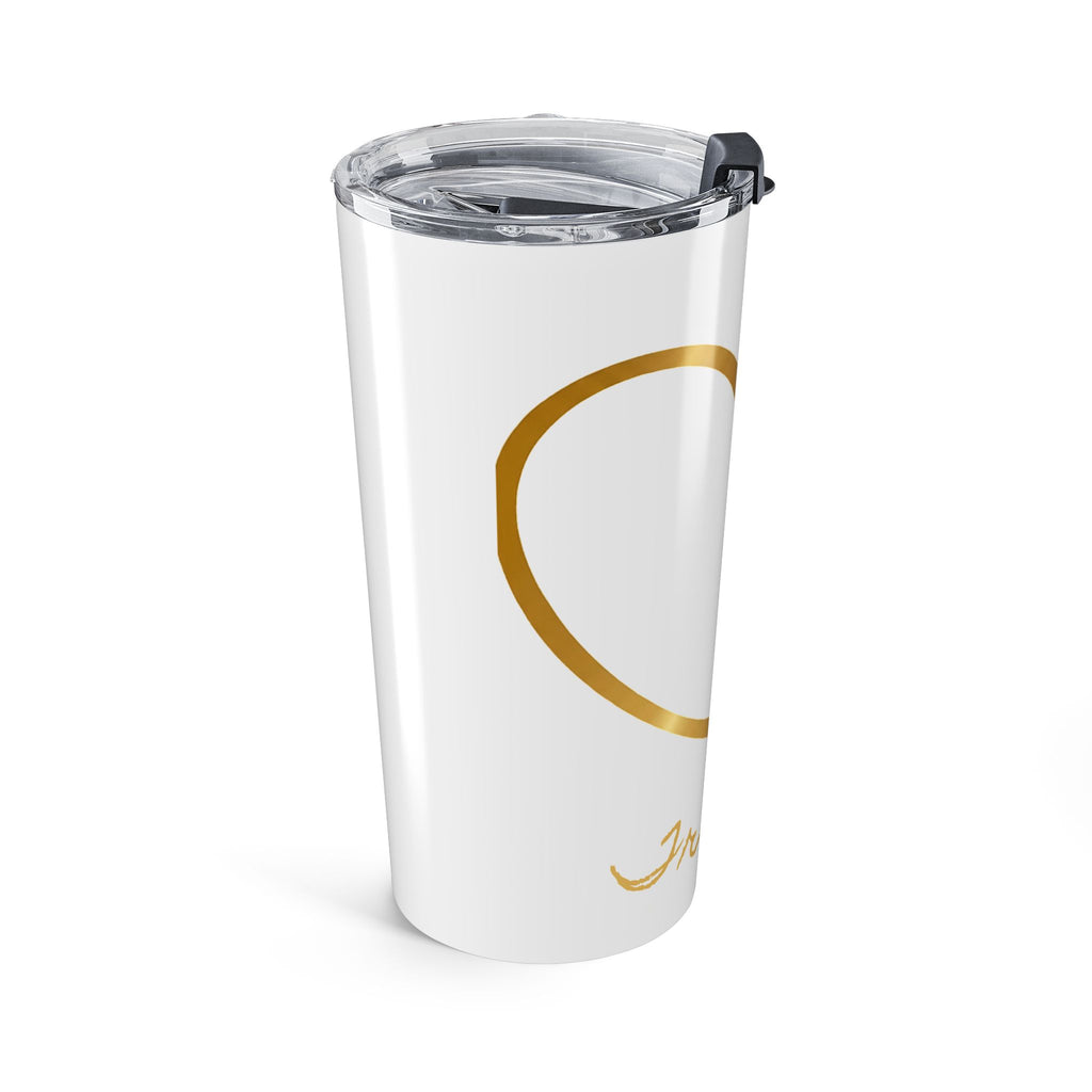 Personalized Christian Heart 20oz Tumbler — Gold Cross Faith Travel Mug
