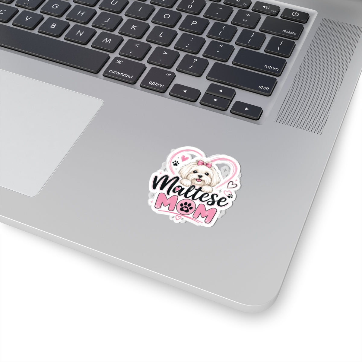 Maltese Mom Kiss-Cut Sticker — Cute White Maltese Dog Paw Print Decal