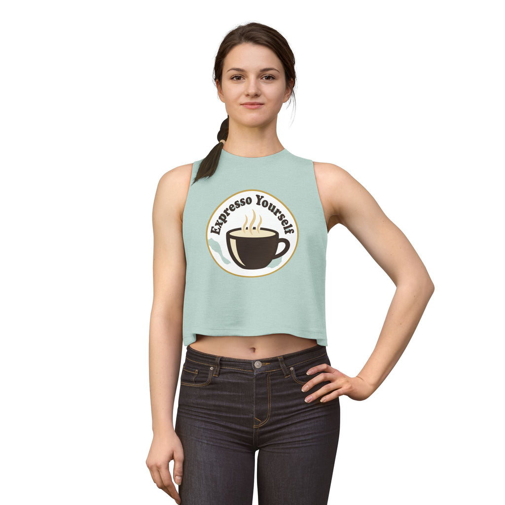 Espresso Yourself Crop Top — Cute Coffee Graphic Women's Tank