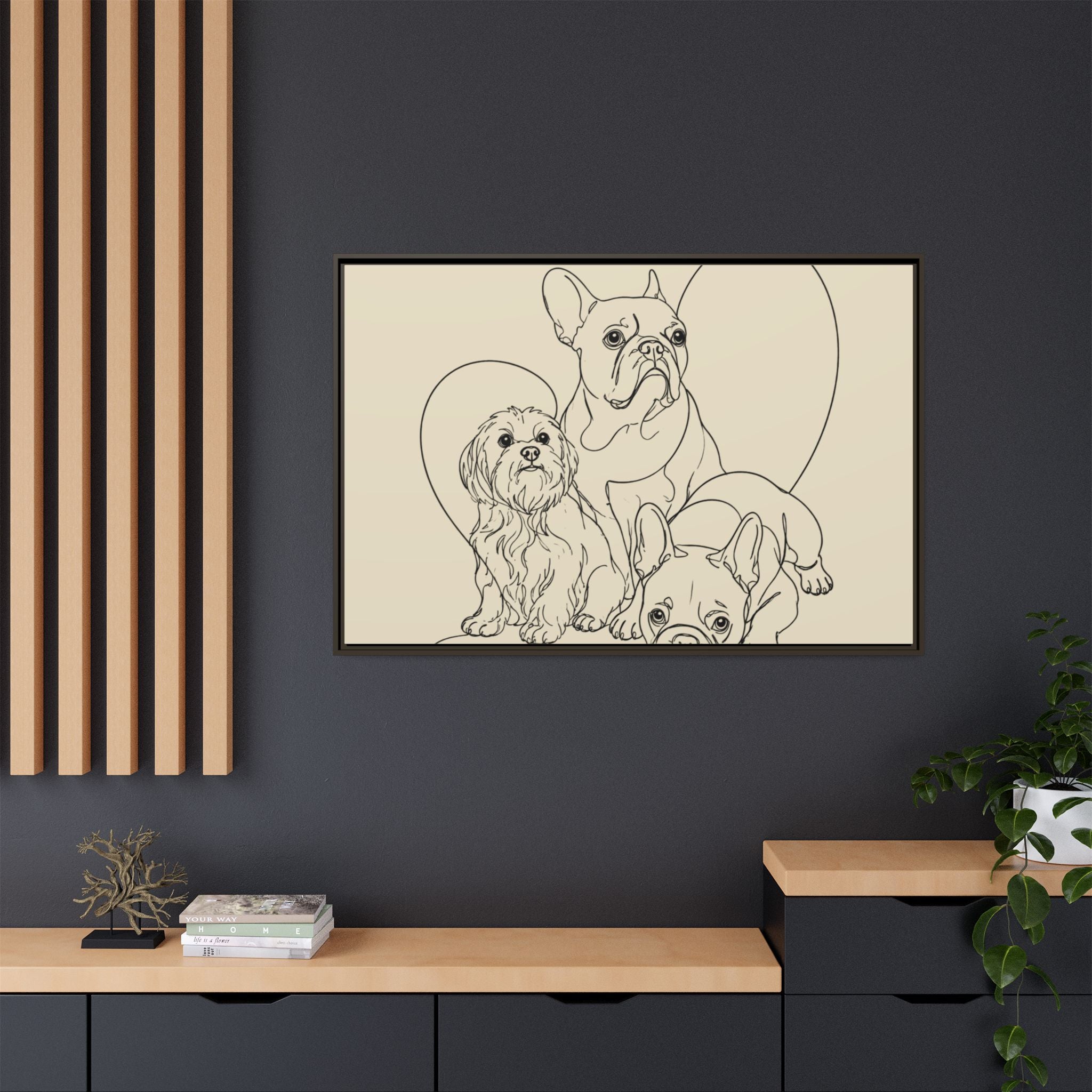 Frenchie Matte Canvas, Framed (Multi-color)