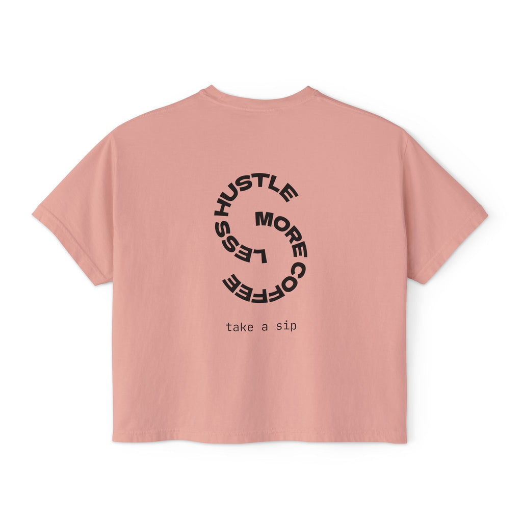 Coffee Graphic Tee — "Expresso Yourself" Boxy Top (Hustle More, Less Coffee)