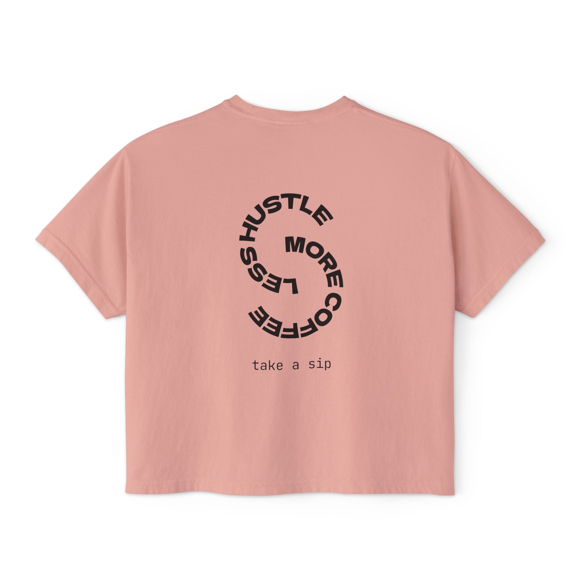 Coffee Graphic Tee — "Expresso Yourself" Boxy Top (Hustle More, Less Coffee)