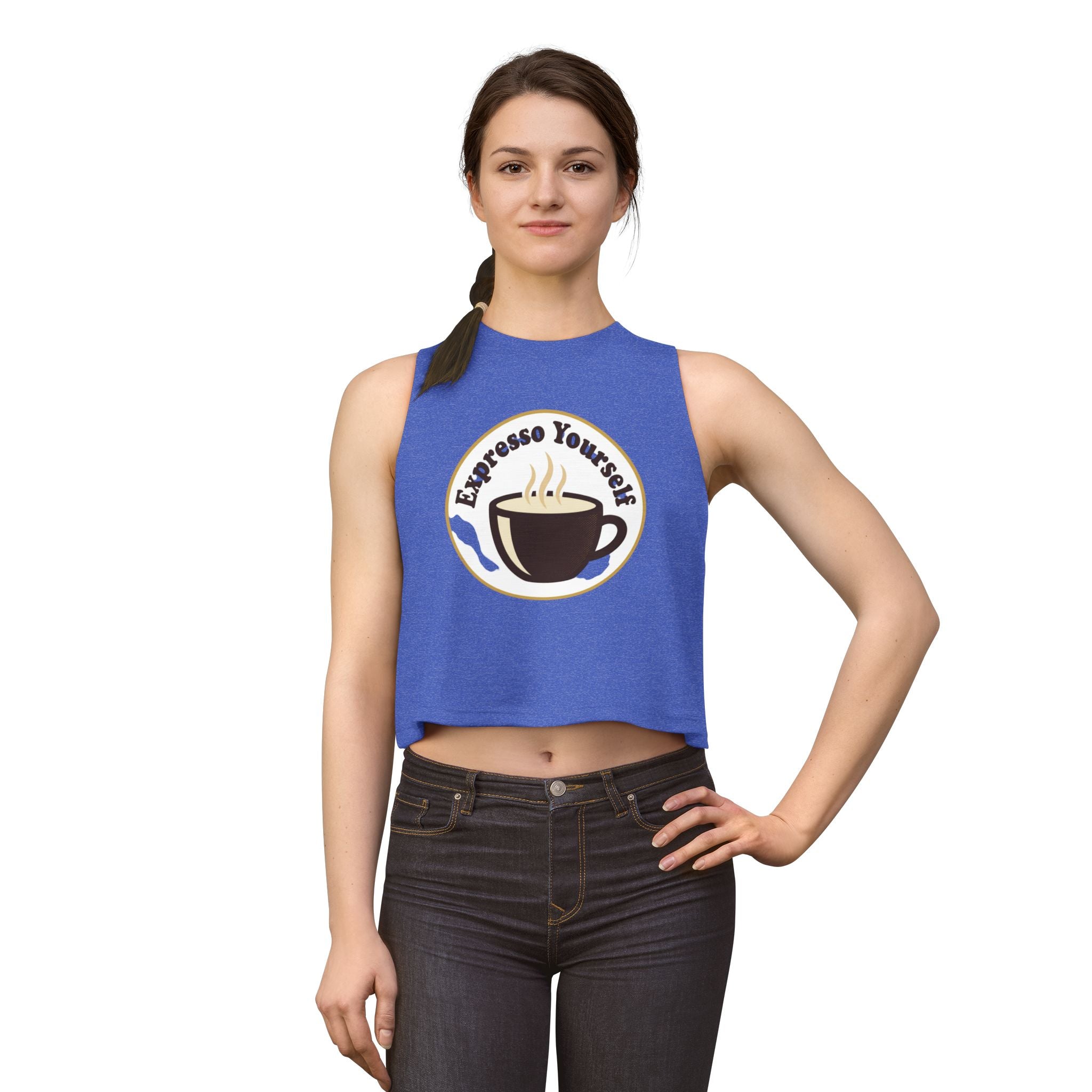 Espresso Yourself Crop Top — Cute Coffee Graphic Women's Tank