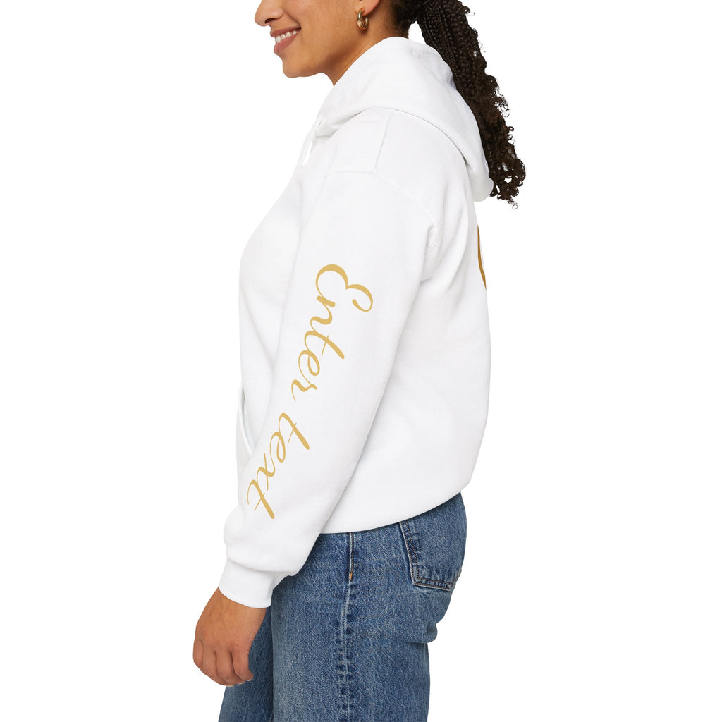 Personalized Christian Heart Hoodie — Gold Cross Heart Religious Pullover