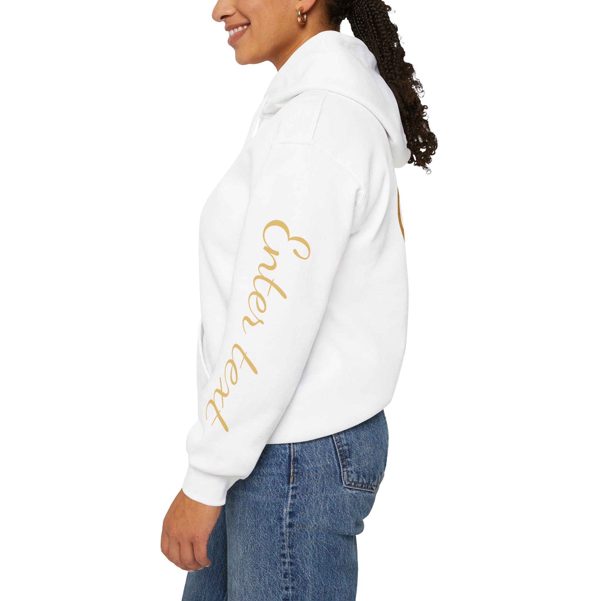 Personalized Christian Heart Hoodie — Gold Cross Heart Religious Pullover