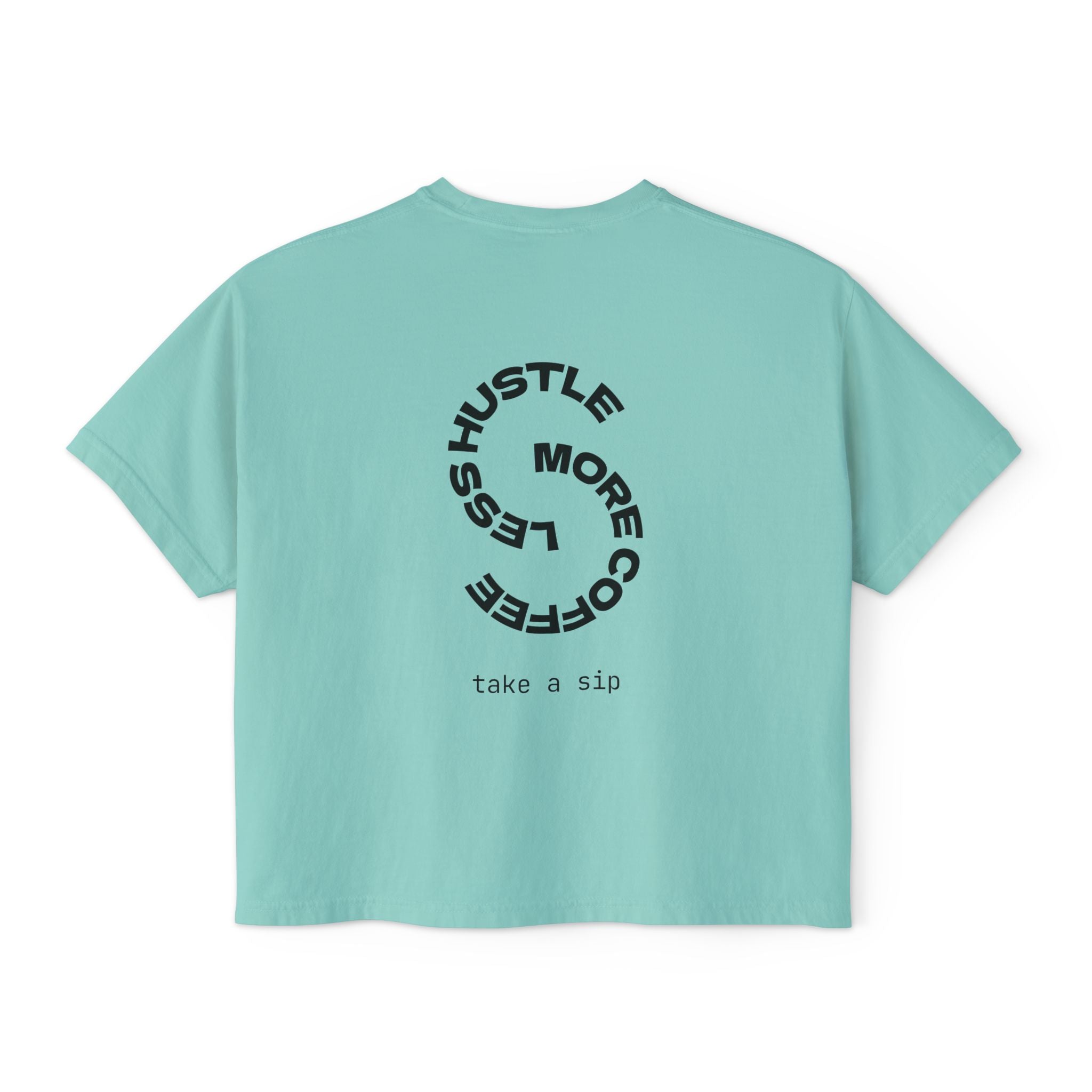 Coffee Graphic Tee — "Expresso Yourself" Boxy Top (Hustle More, Less Coffee)