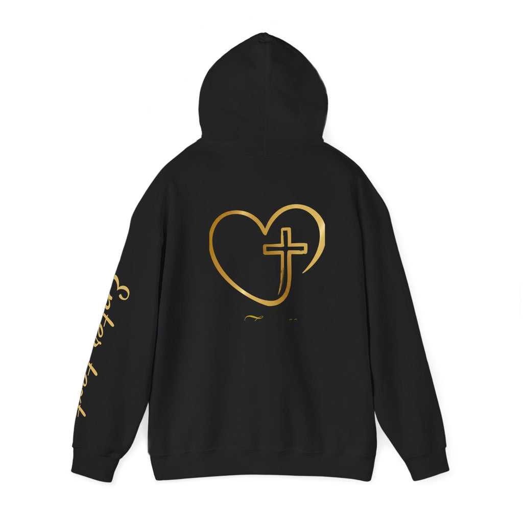 Copy of Personalized Christian Heart Hoodie — Gold Cross Heart Religious Pullover