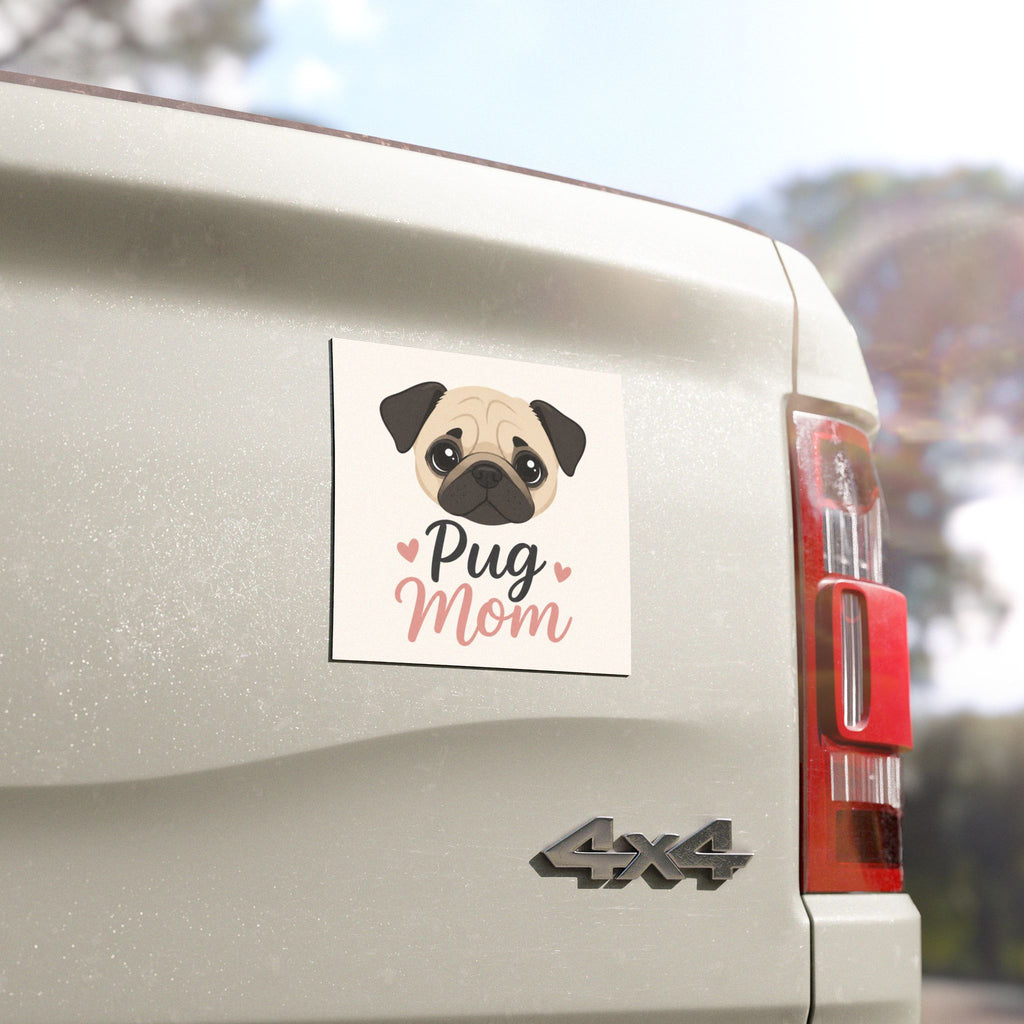 Pug Mom Car Magnet — Cute Pug Face Magnetic Sticker for Dog Lovers