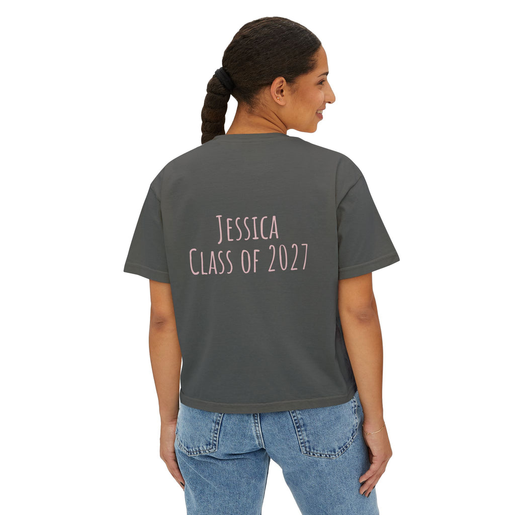 Women's Boxy Tee — Personalized "The Next Chapter" Graduation Shirt (Custom Name, Custom Class of )