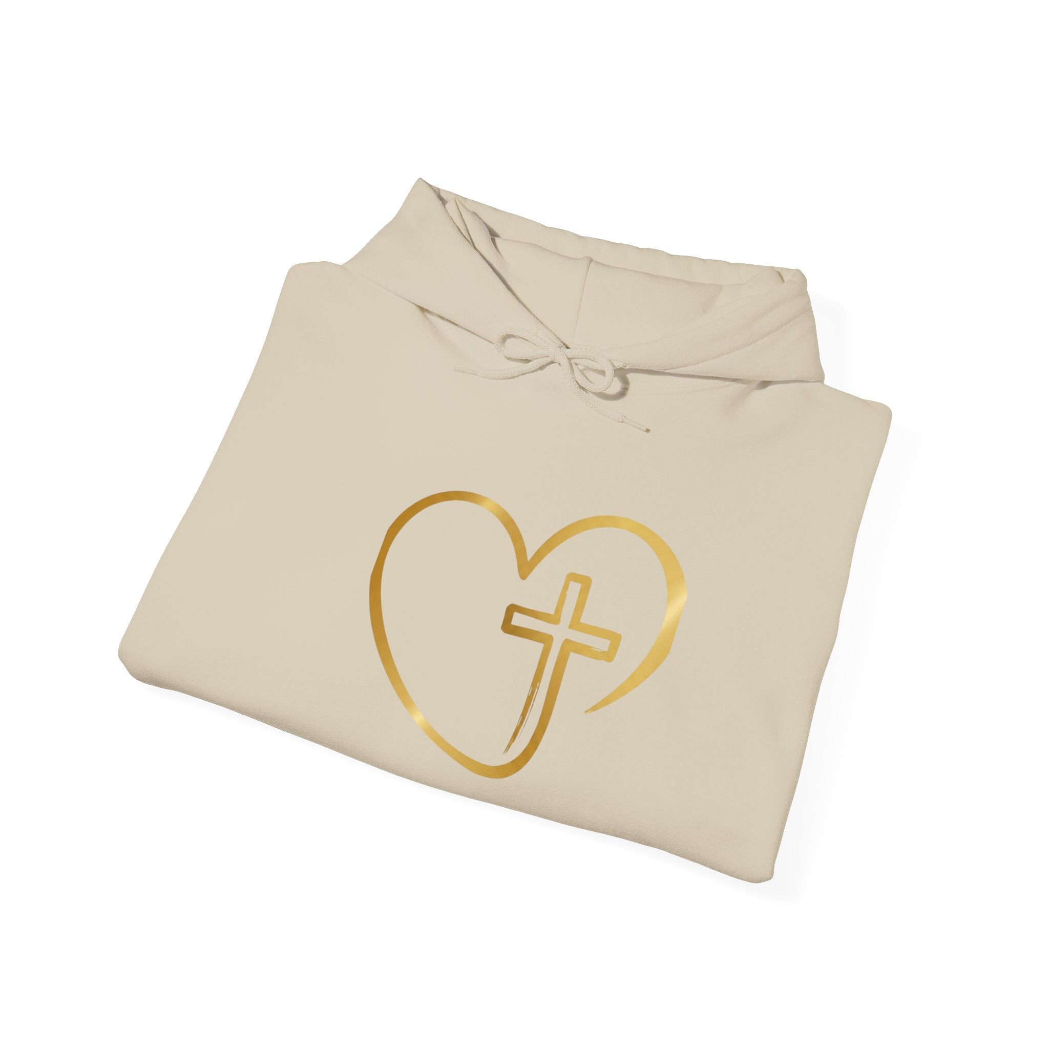 Copy of Personalized Christian Heart Hoodie — Gold Cross Heart Religious Pullover