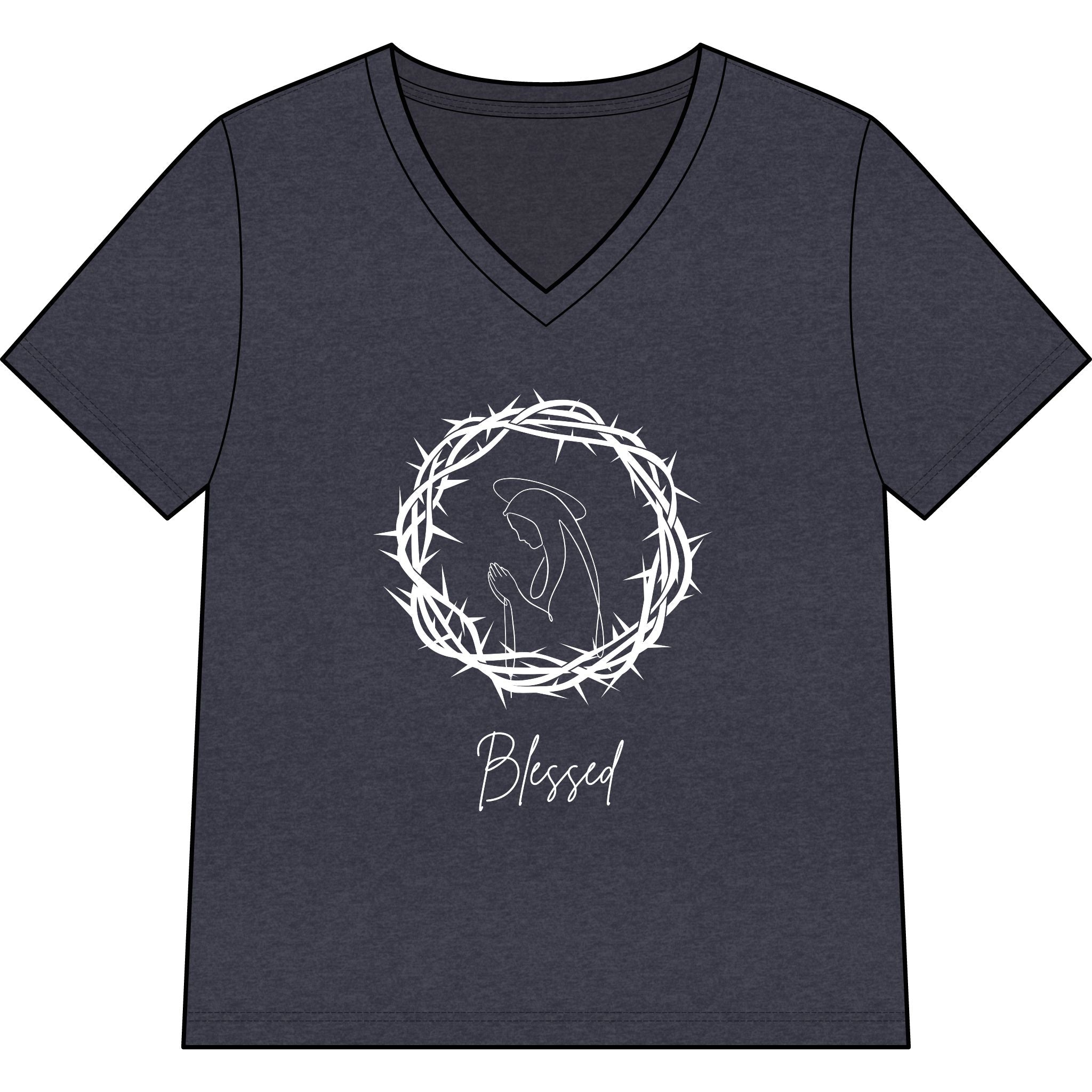 Blessed Dolphin V-Neck Tee — Women’s Faith Graphic Shirt