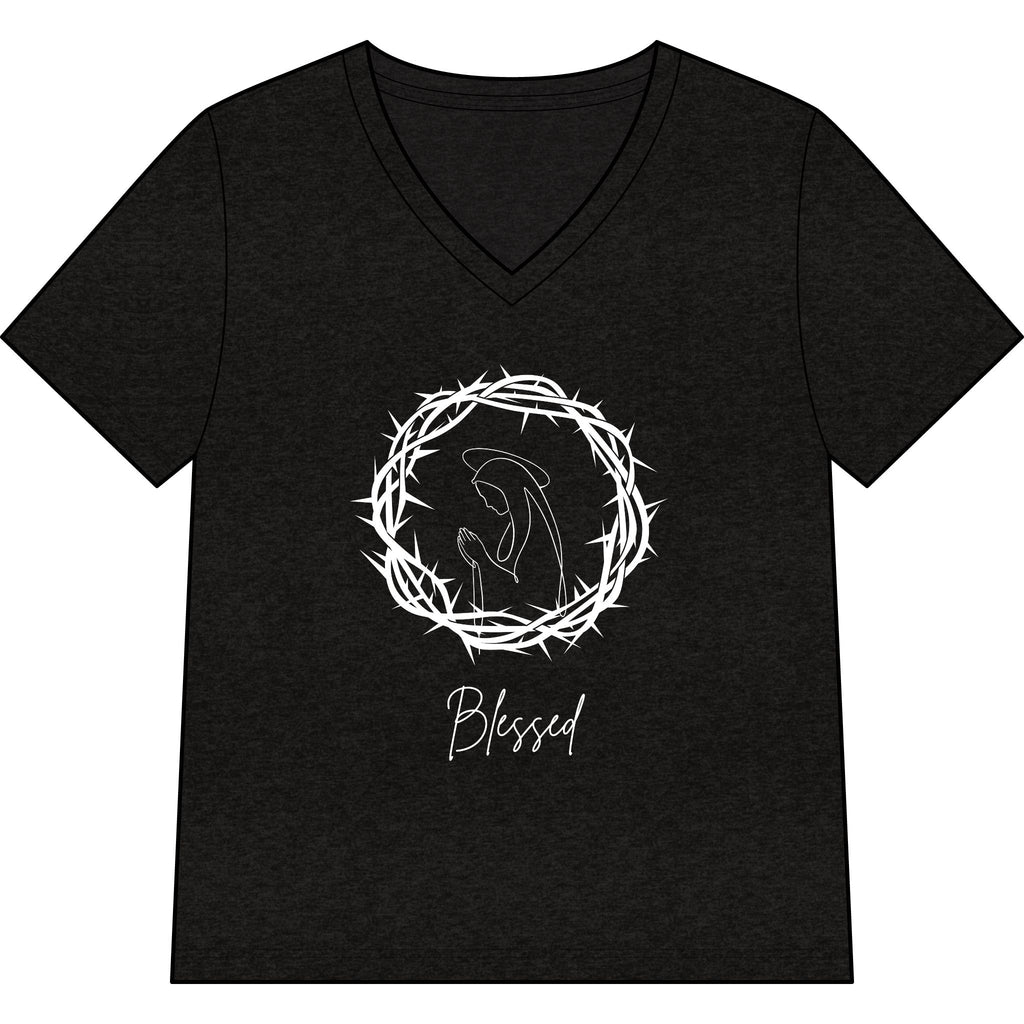 Blessed Dolphin V-Neck Tee — Women’s Faith Graphic Shirt