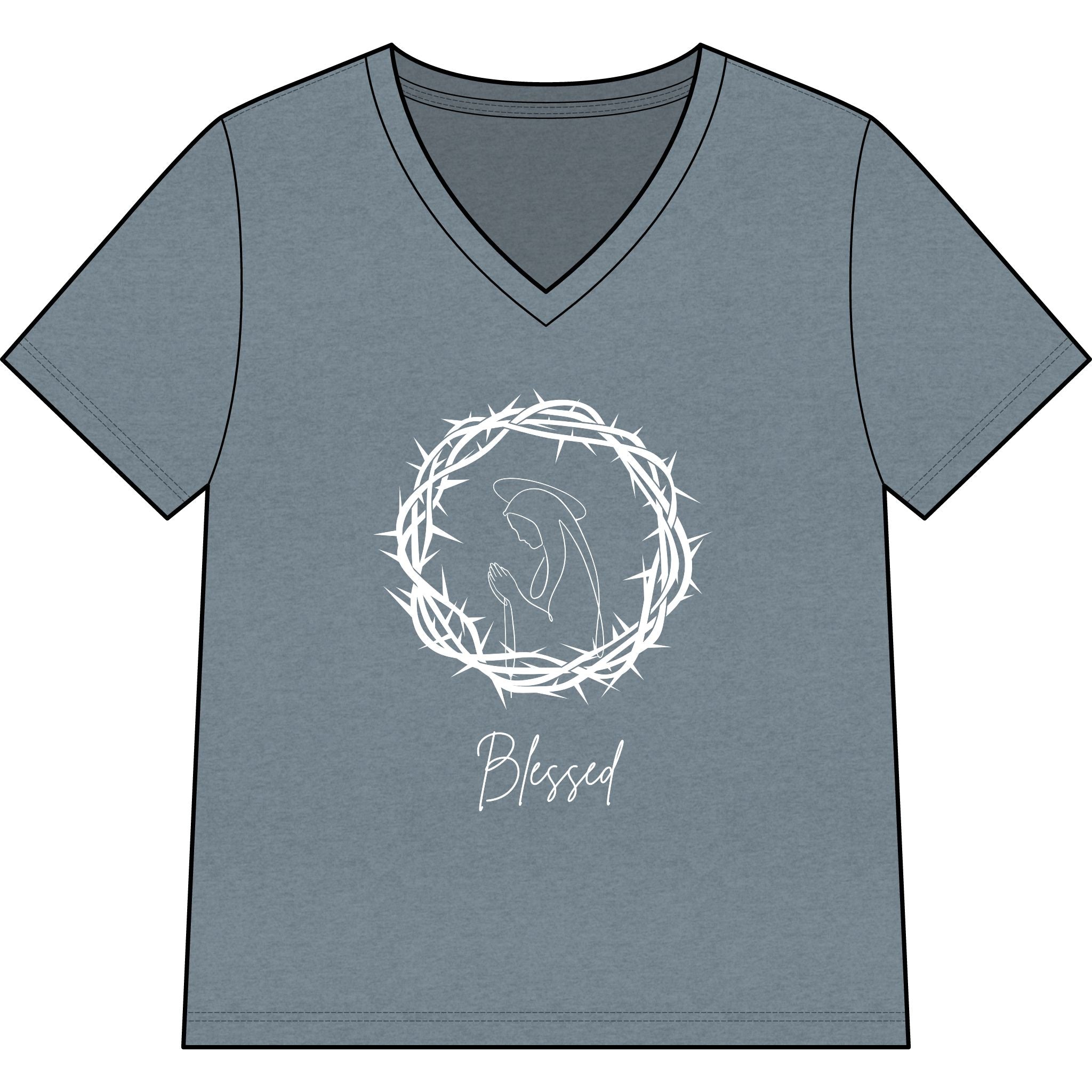 Blessed Dolphin V-Neck Tee — Women’s Faith Graphic Shirt