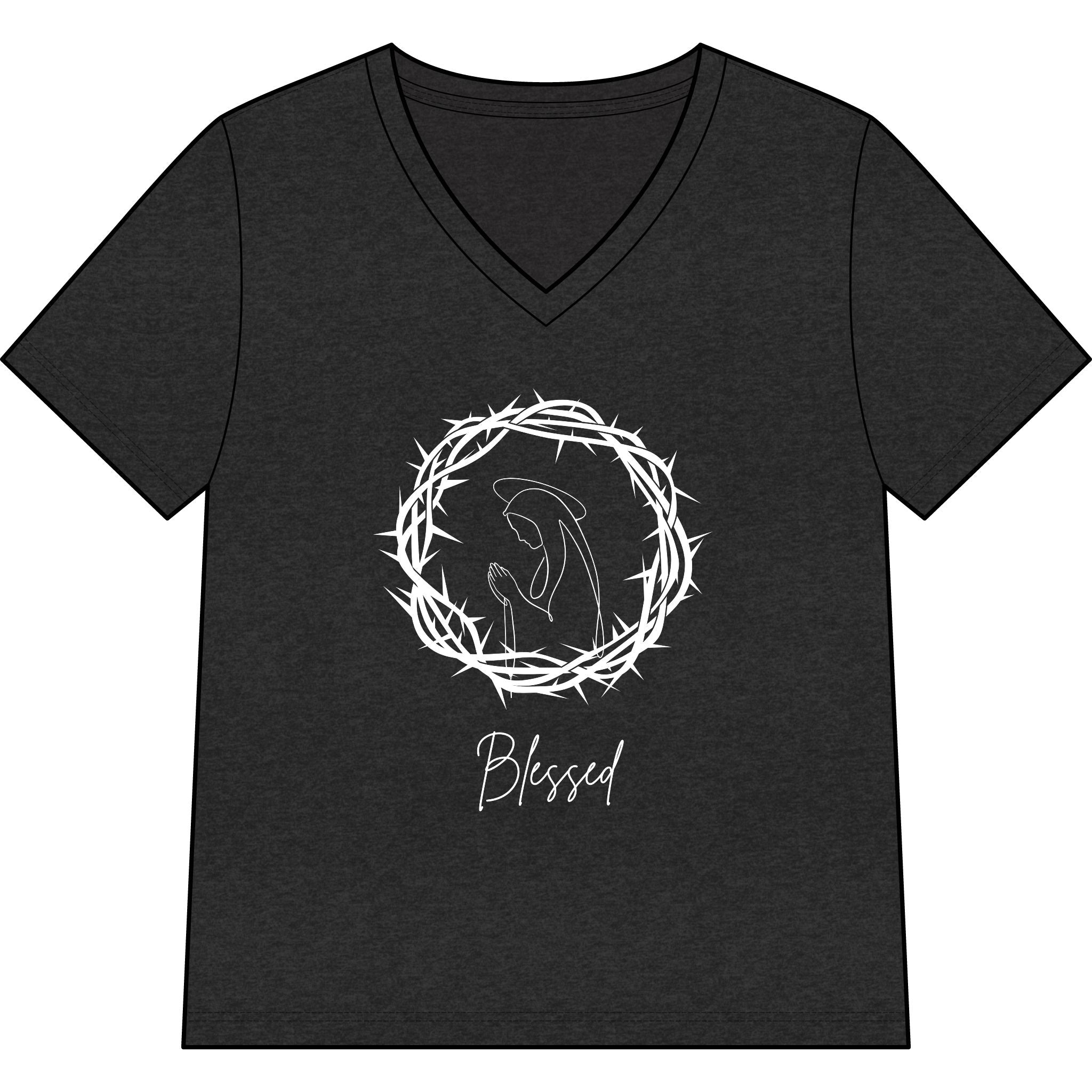 Blessed Dolphin V-Neck Tee — Women’s Faith Graphic Shirt