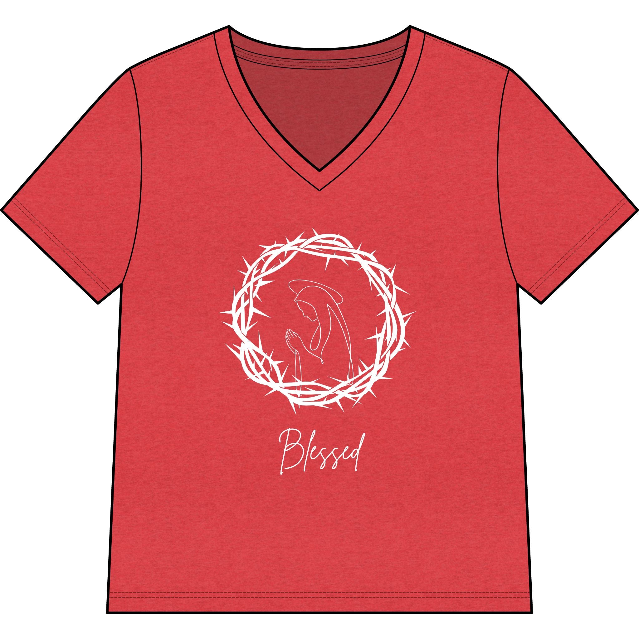 Blessed Dolphin V-Neck Tee — Women’s Faith Graphic Shirt