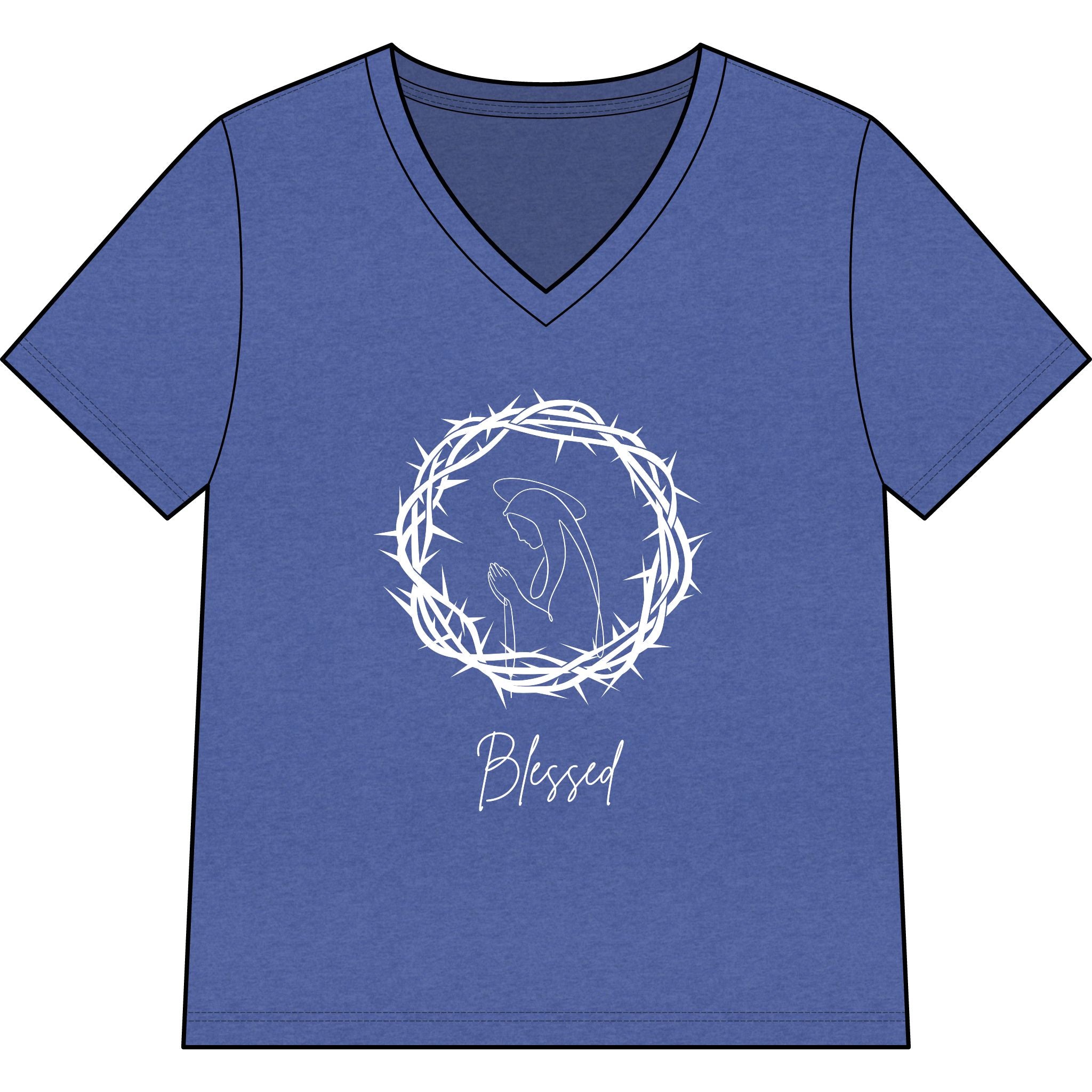 Blessed Dolphin V-Neck Tee — Women’s Faith Graphic Shirt