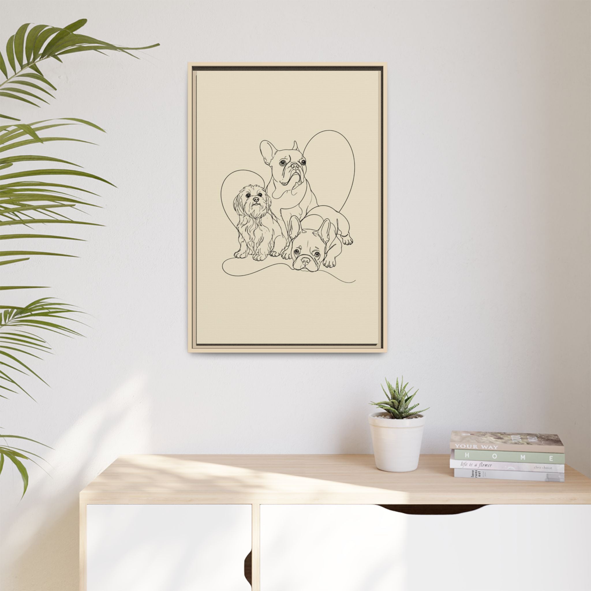 Frenchie Matte Canvas, Framed (Multi-color)