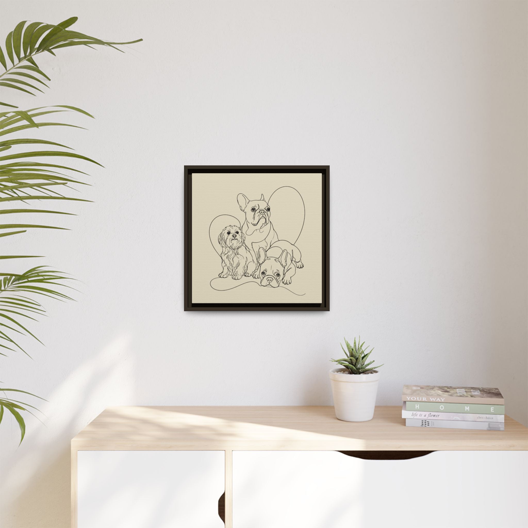 Frenchie Matte Canvas, Framed (Multi-color)